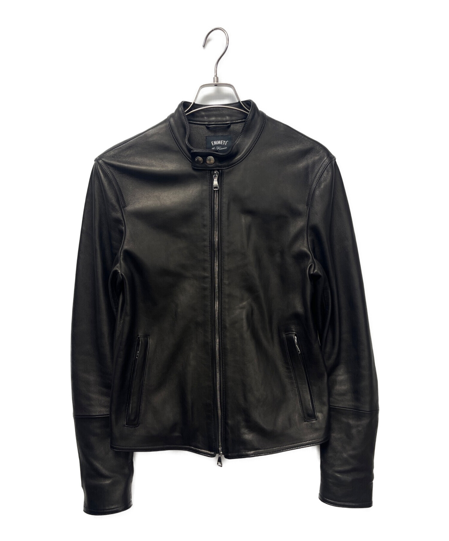 EMMETI レザーシングルライダースジャケット ブラックJURIサイズ46