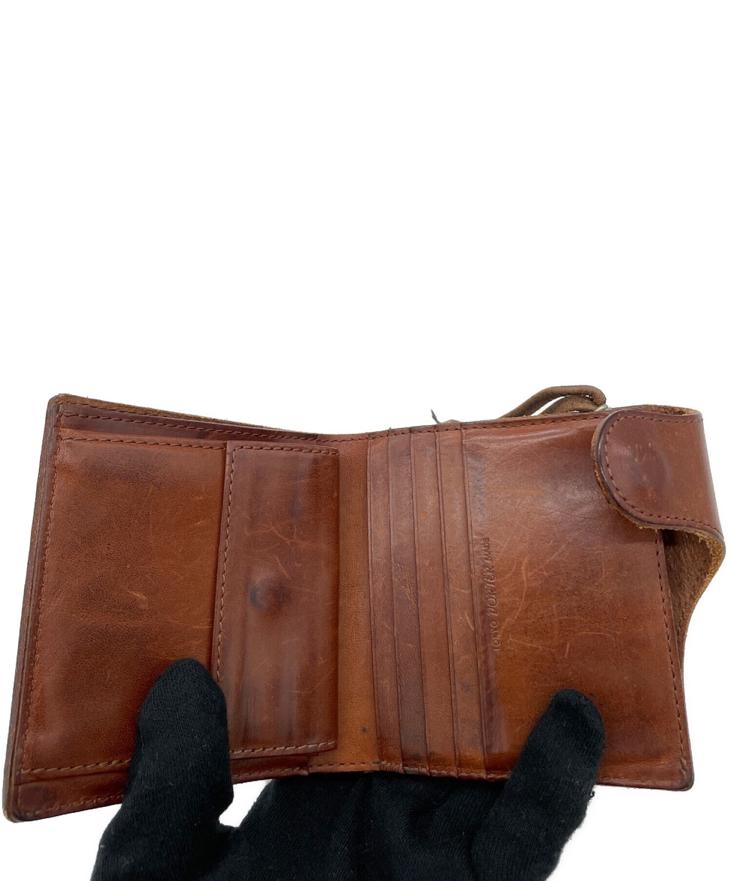 中古・古着通販】PORTER (ポーター) レザーウォレット ブラウン 