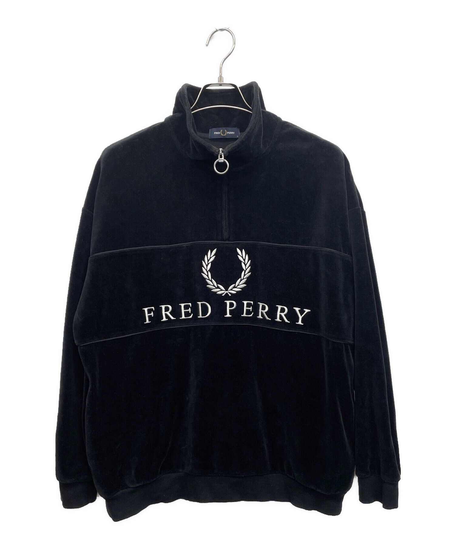 FRED PERRY (フレッドペリー) 90sロゴ ベロアハーフジップ サイズ:M