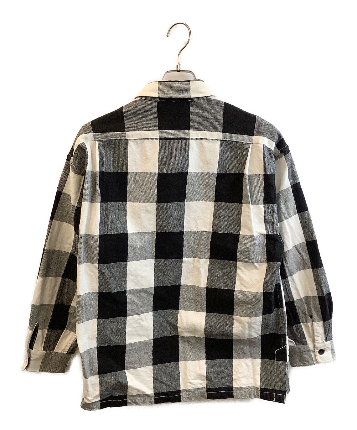 MONKEY TIME (モンキータイム) ブロックチェックシャツジャケット ホワイト×ブラック サイズ:L