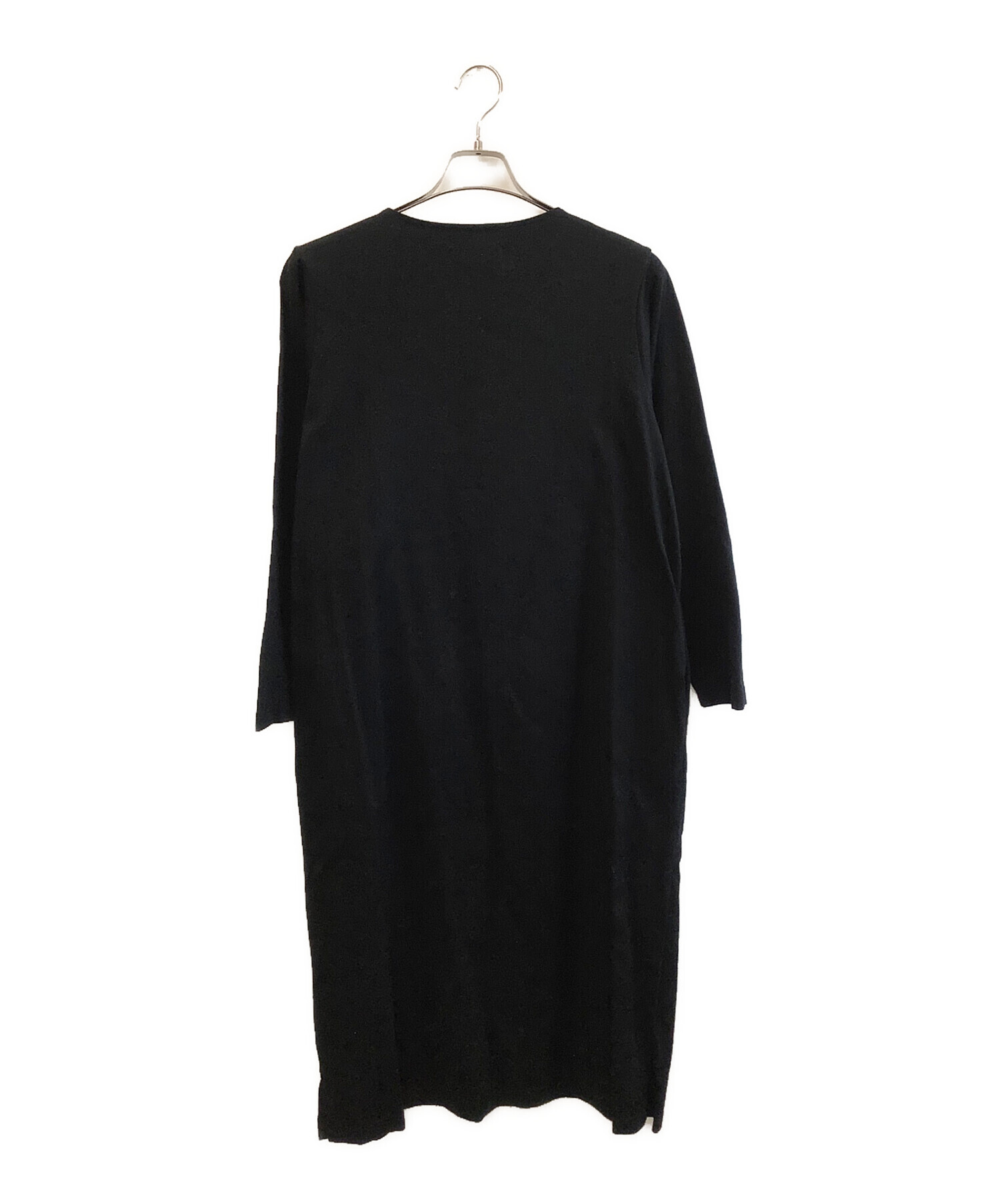 LACOSTE (ラコステ) ボートネック ドレス ワンポイント コットンワンピース ブラック サイズ:38