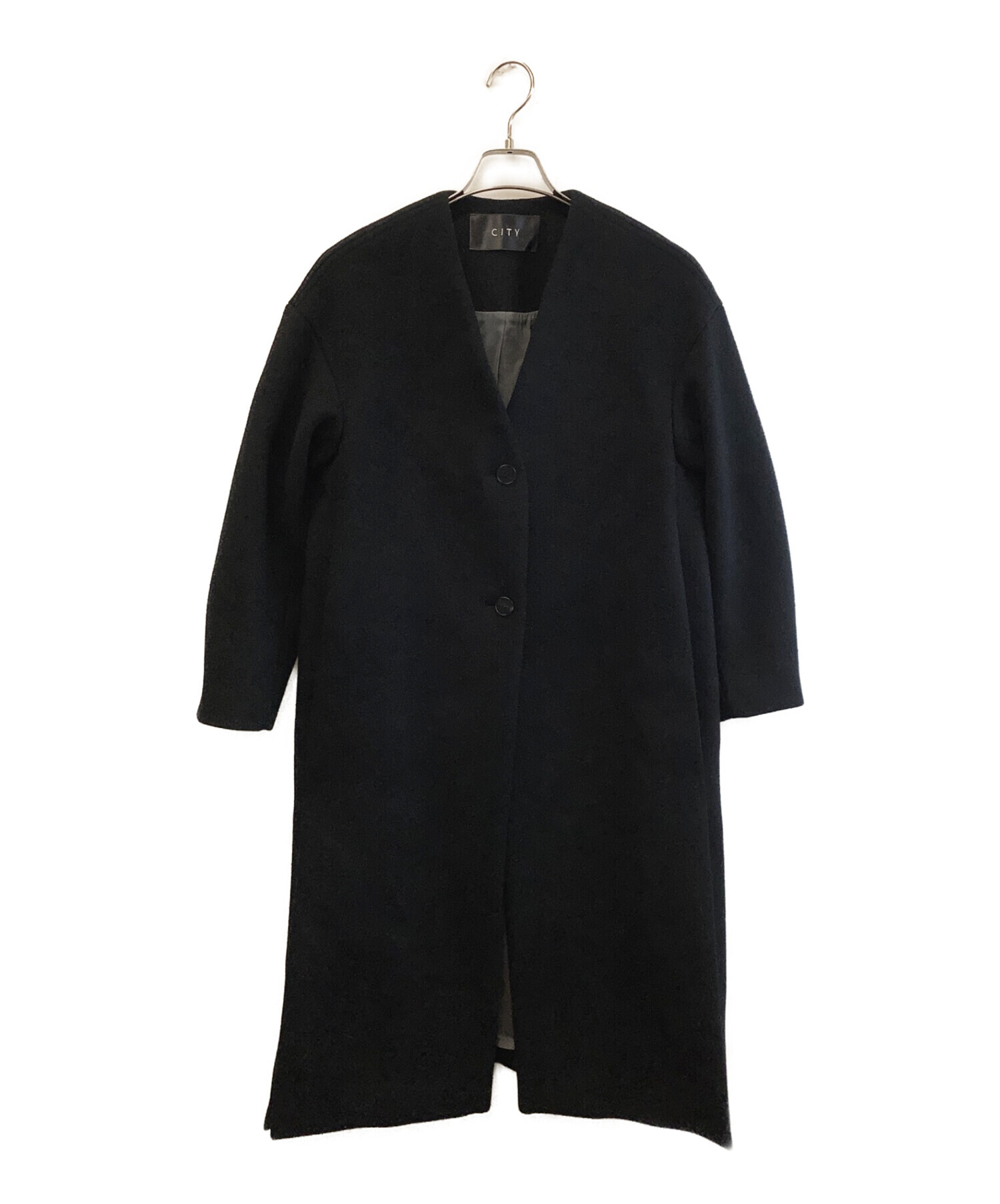 中古・古着通販】CITY (シティ) ノーカラーコート ブラック サイズ:1 