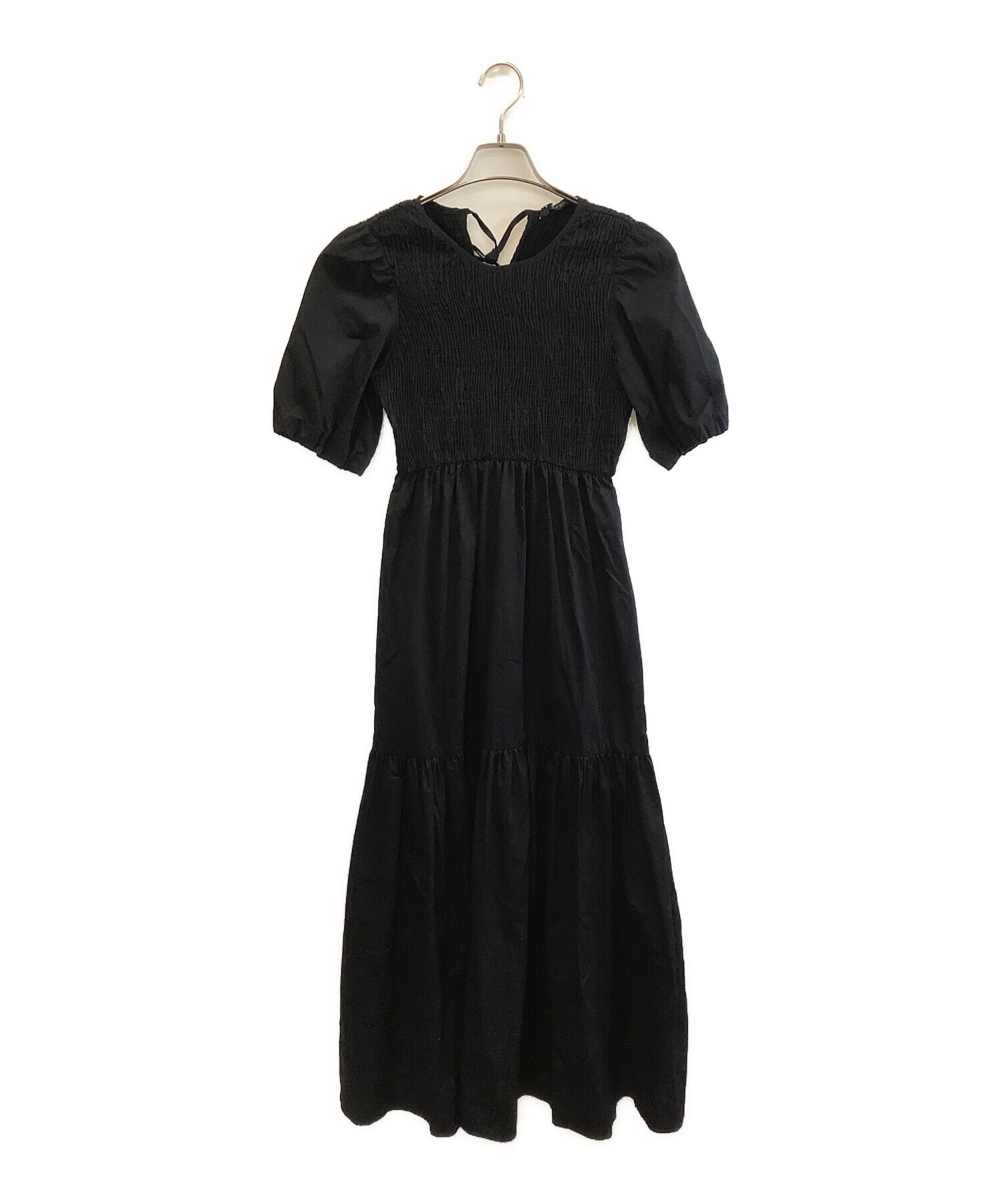 中古・古着通販】ZARA (ザラ) 半袖ワンピース ブラック サイズ:XS 未 