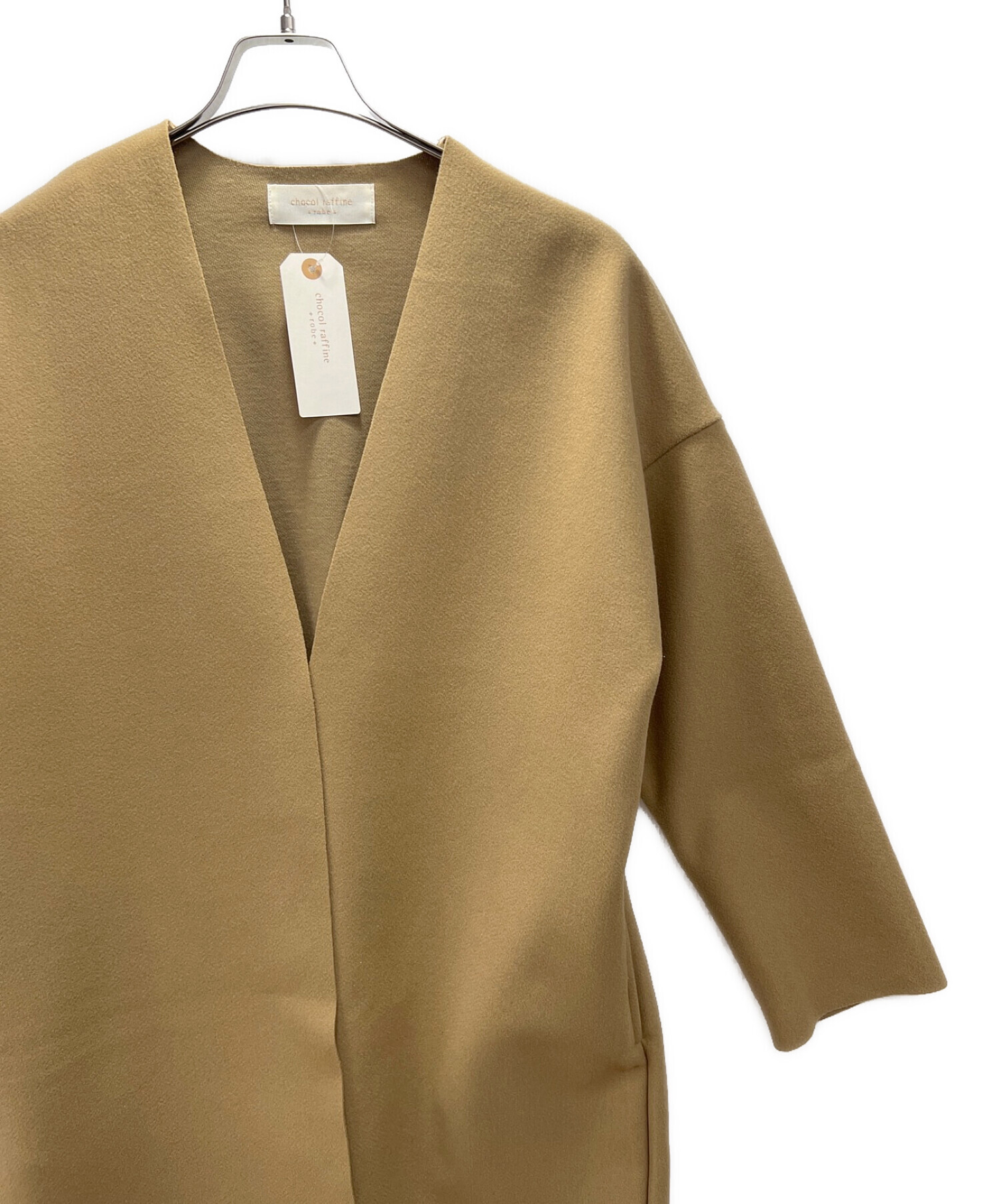 chocol raffine robe (ショコラフィネローブ) ノーカラーロングコート ベージュ サイズ:SIZE FREE 未使用品
