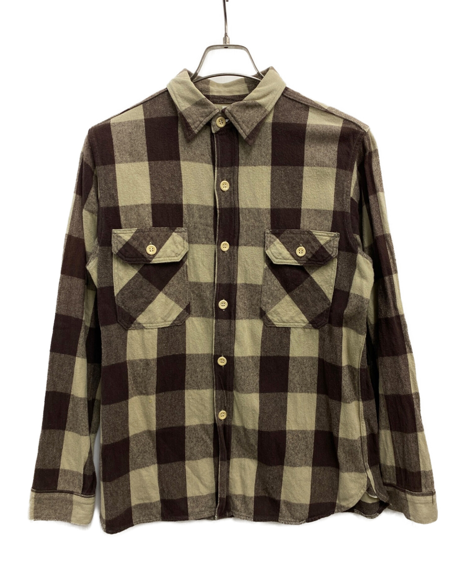 中古・古着通販】WAREHOUSE (ウエアハウス) ネルシャツ ブラウン 