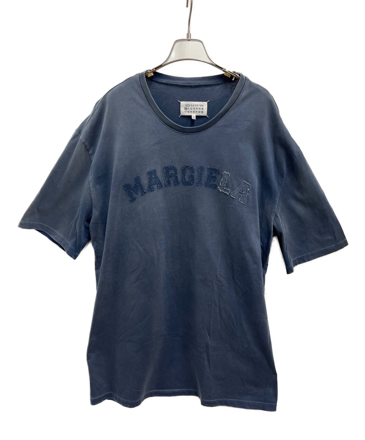Maison Margiela (メゾンマルジェラ) オーバーサイズ オーバーダイ ロゴTシャツ インディゴ サイズ:M