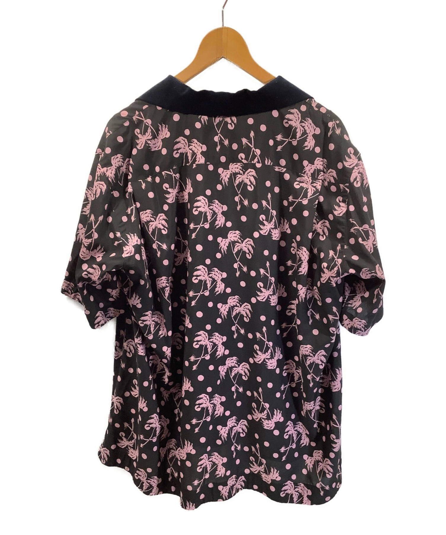 Sun Surf×sacai (サンサーフ x サカイ) アロハシャツ ブラック×ピンク サイズ:3