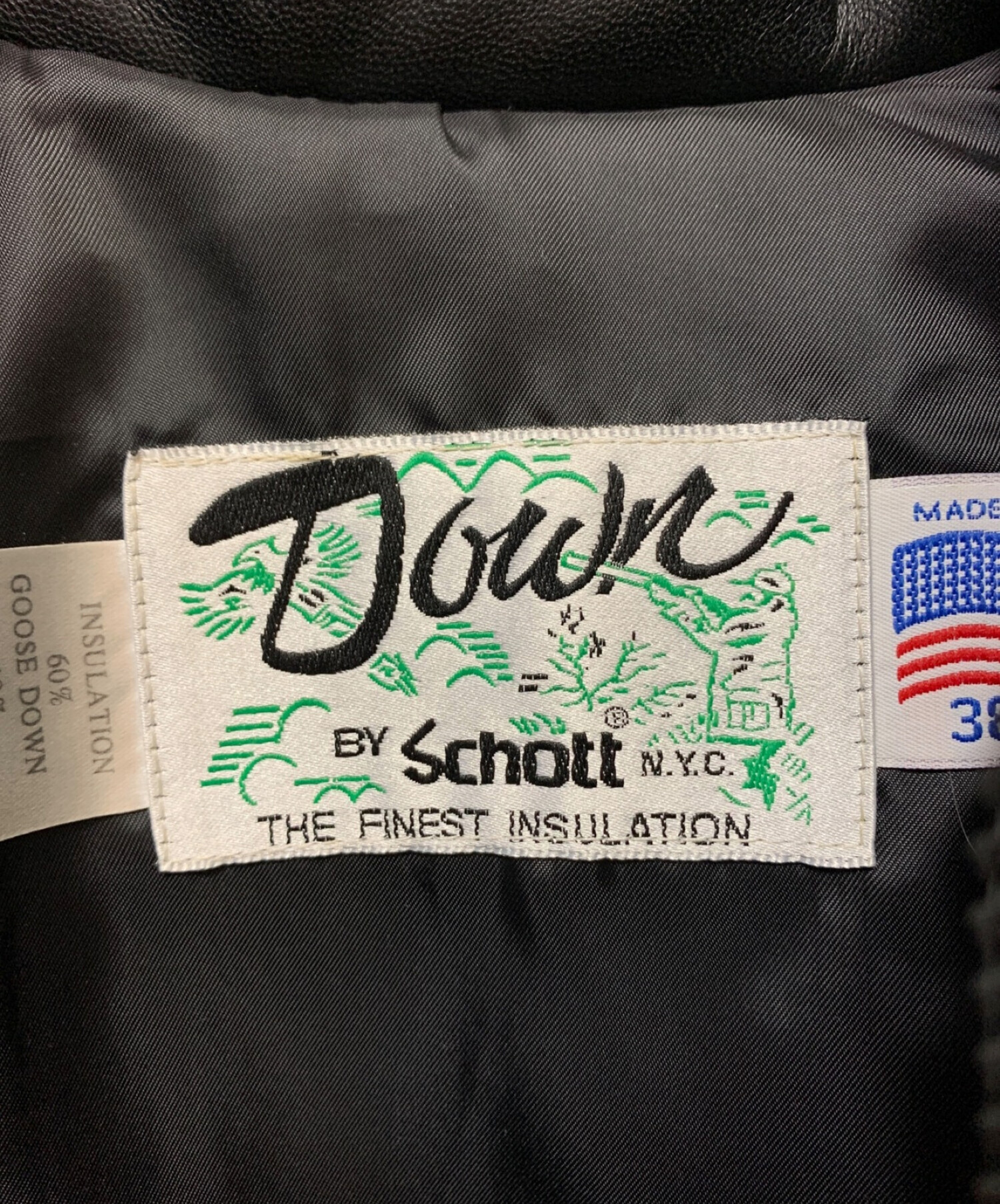 Schott ショット レザーダウンジャケット ブラック サイズ: