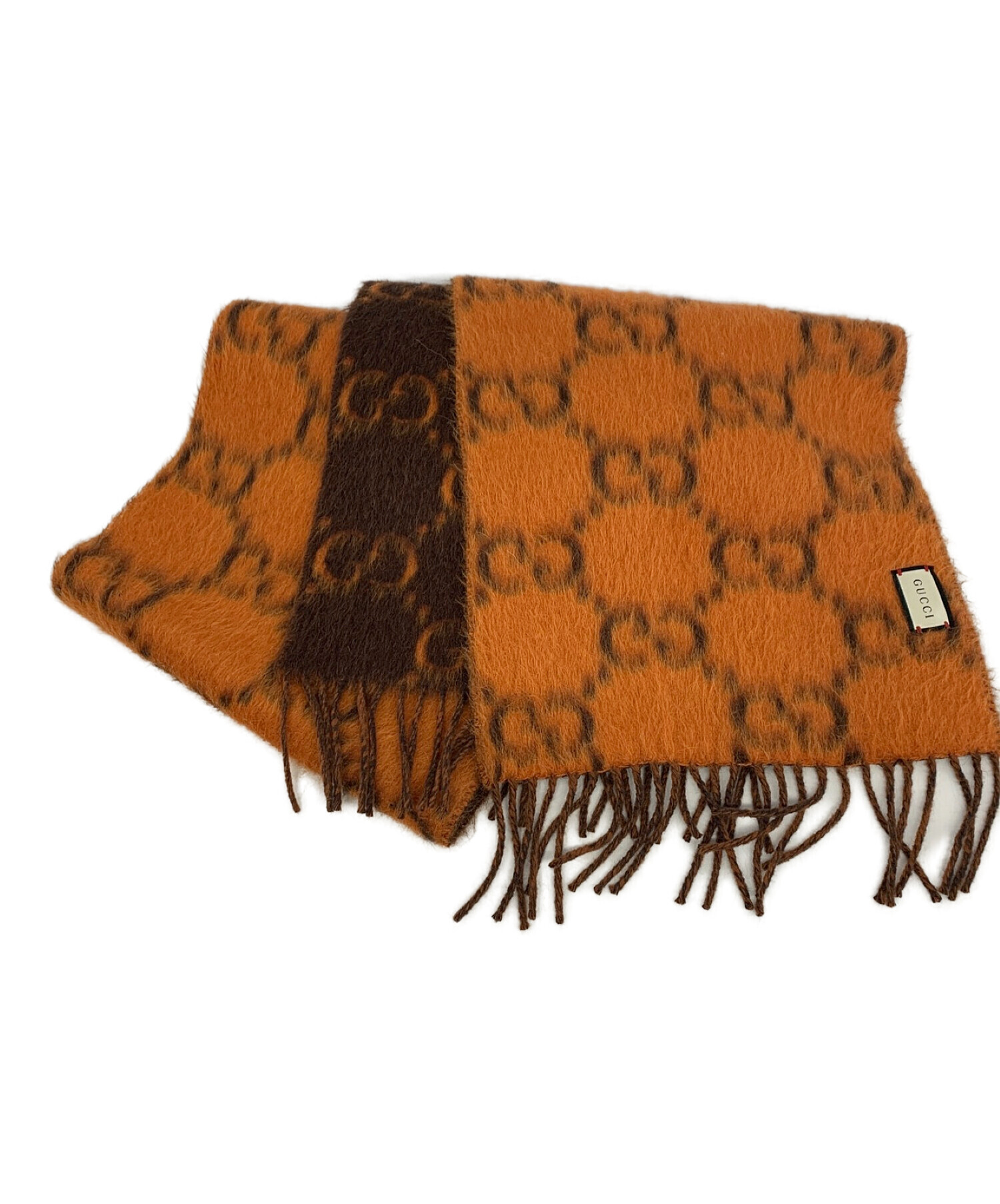 中古・古着通販】GUCCI (グッチ) ウールアルパカGGストール オレンジ 