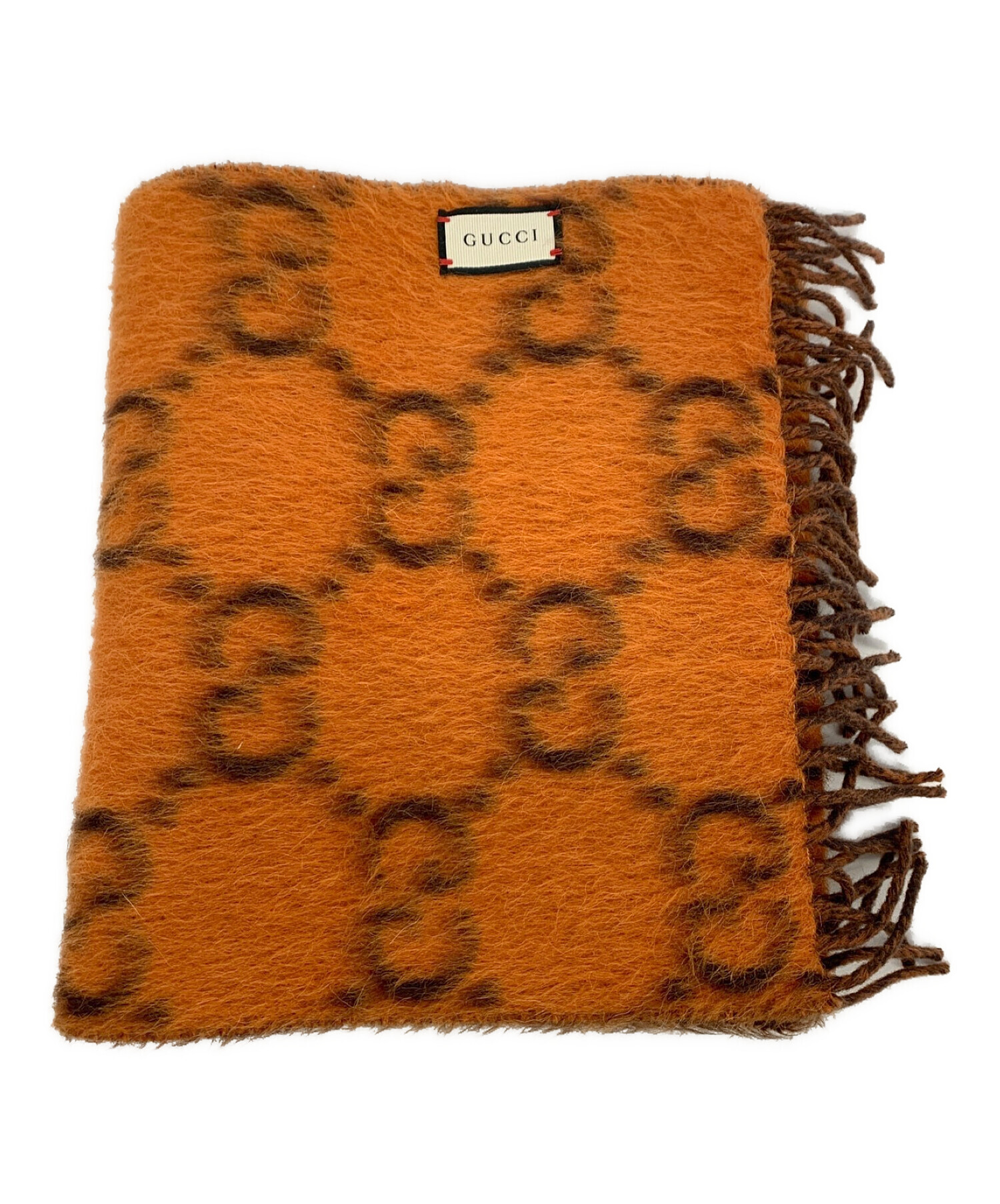 中古・古着通販】GUCCI (グッチ) ウールアルパカGGストール オレンジ 