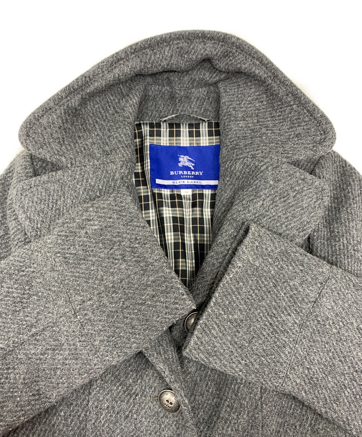 【値下げ可‼️】Burberrys グレー ピーコート ウール BURBERRY BLUE LABEL グレー ウールコートバーバリー