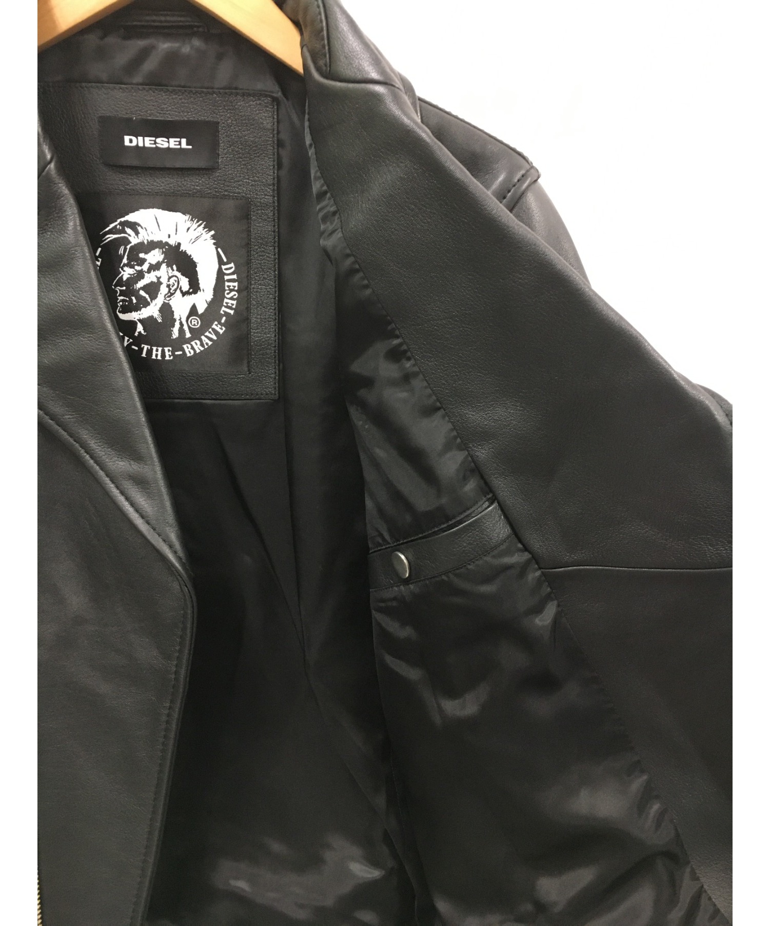 DIESEL (ディーゼル) ダブルライダースジャケット ブラック サイズ:S
