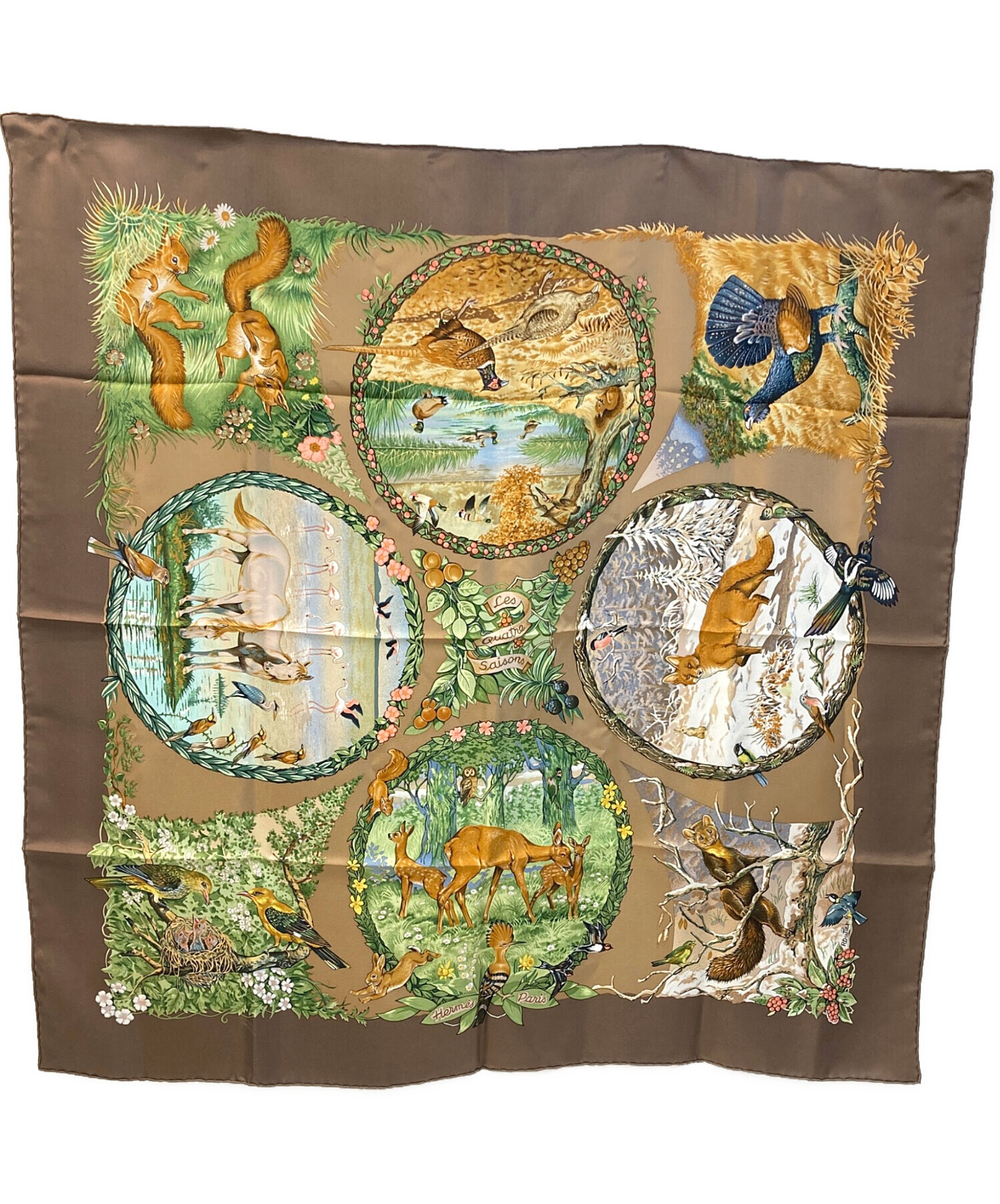 HERMES エルメス カレ90 スカーフ Les Quatre Saisons