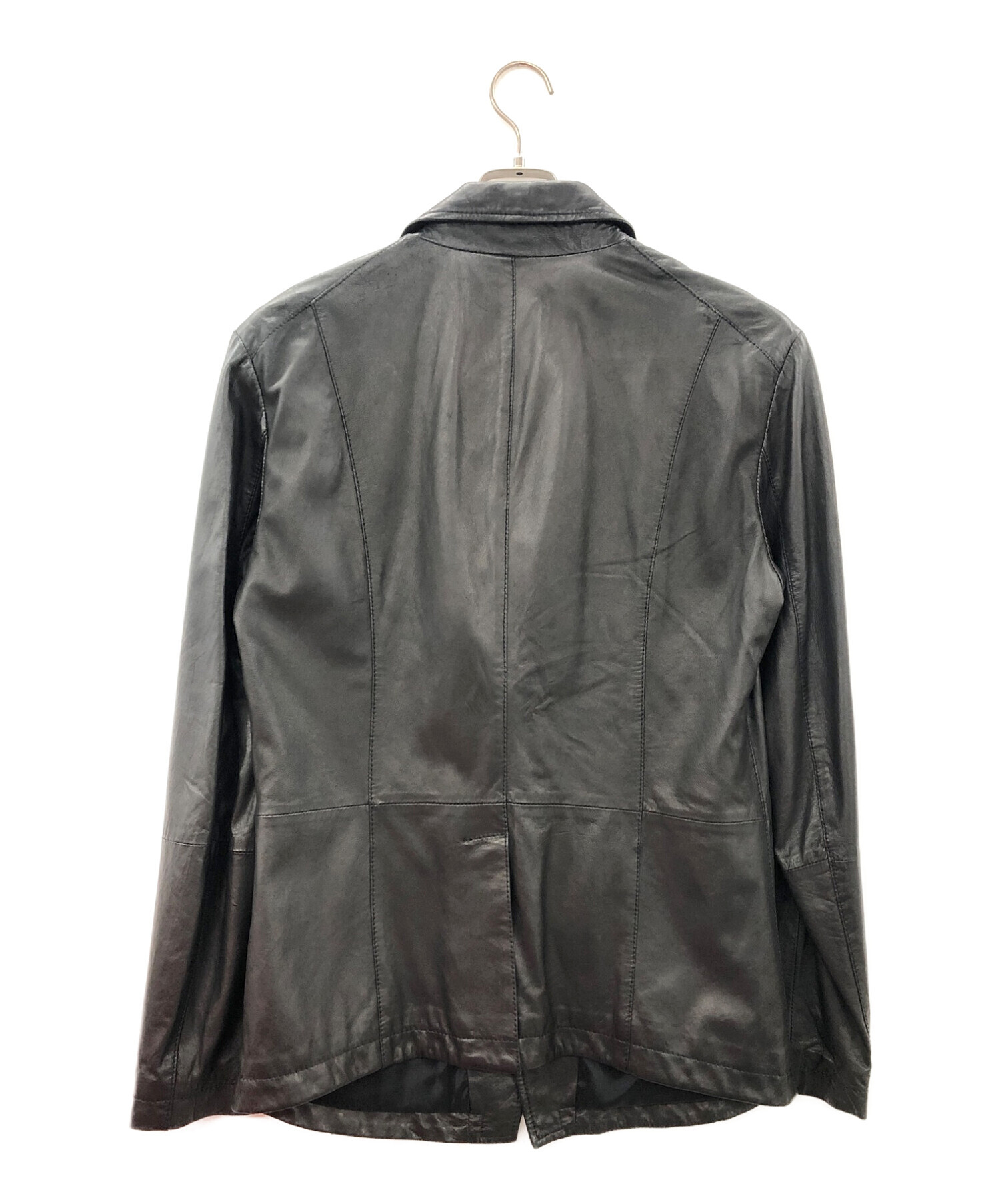 EMPORIO ARMANI (エンポリオアルマーニ) ダブルジップアップレザージャケット ブラック サイズ:48
