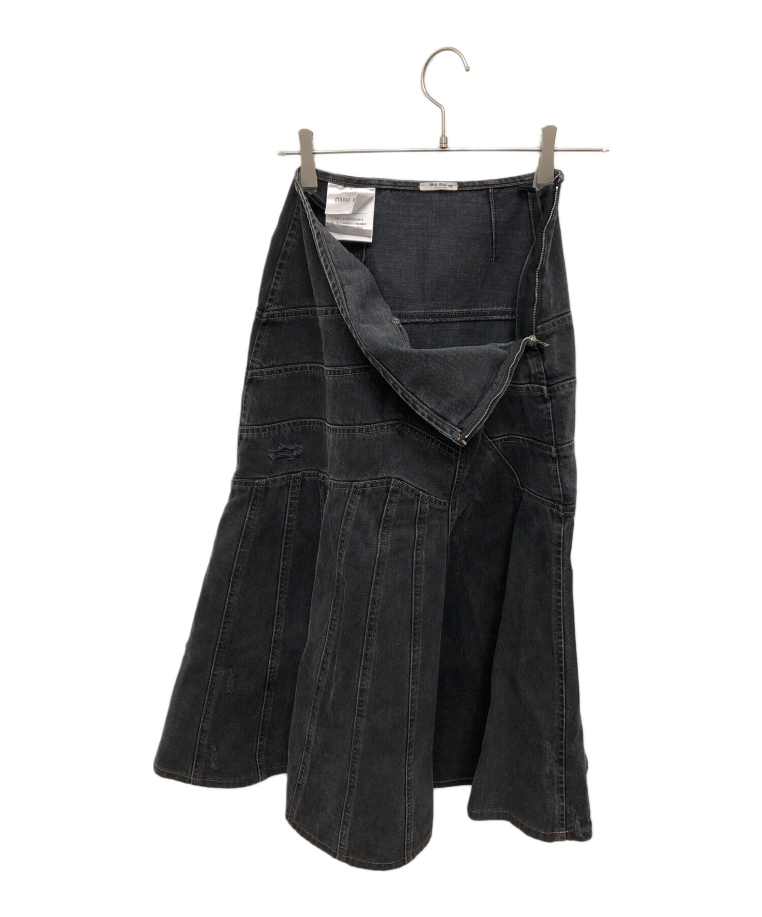 中古・古着通販】MIU MIU (ミュウミュウ) デニムスカート グレー  