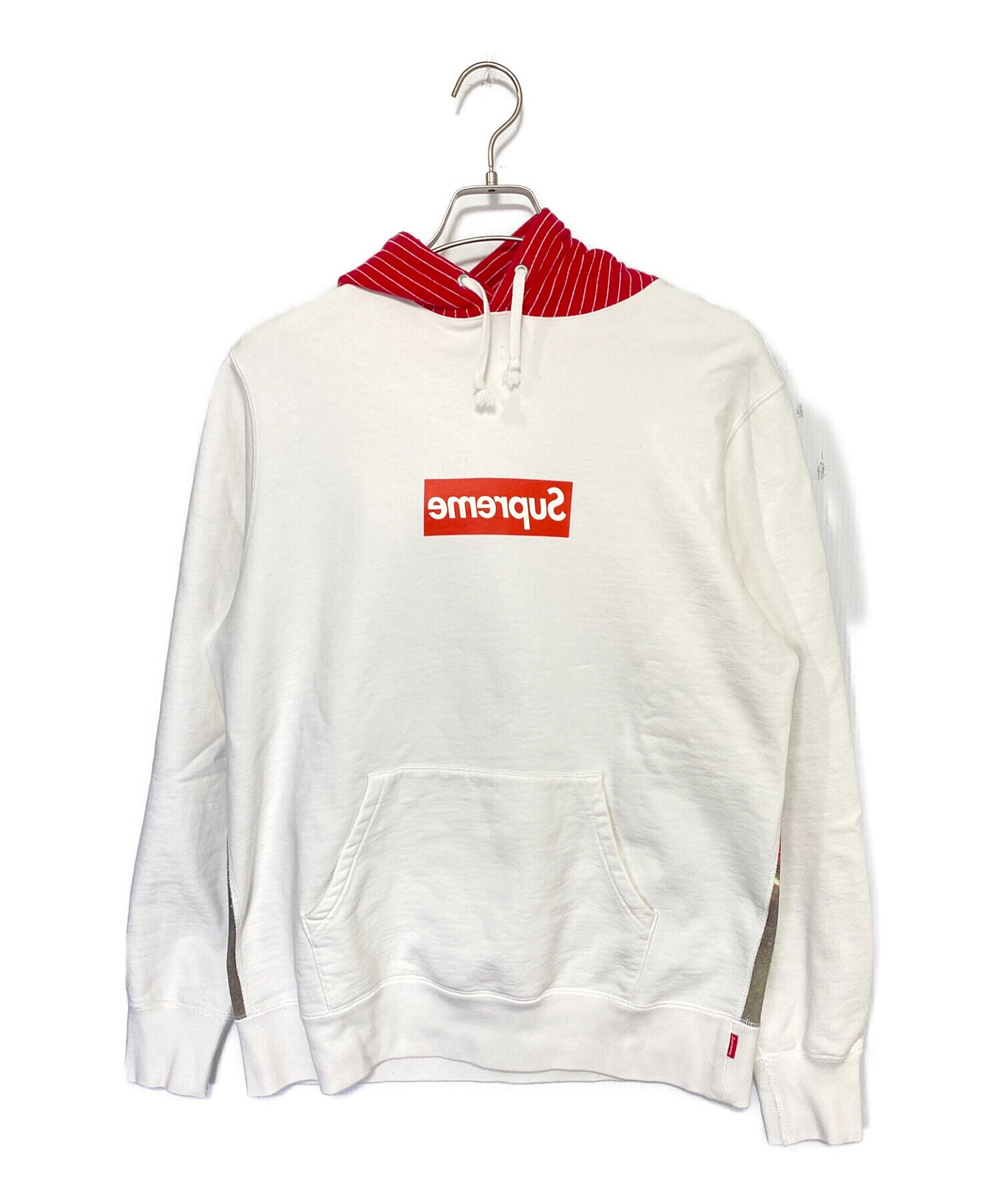 SUPREME (シュプリーム) Box Logo Hooded Sweatshirt ホワイト×レッド サイズ:Ｍ