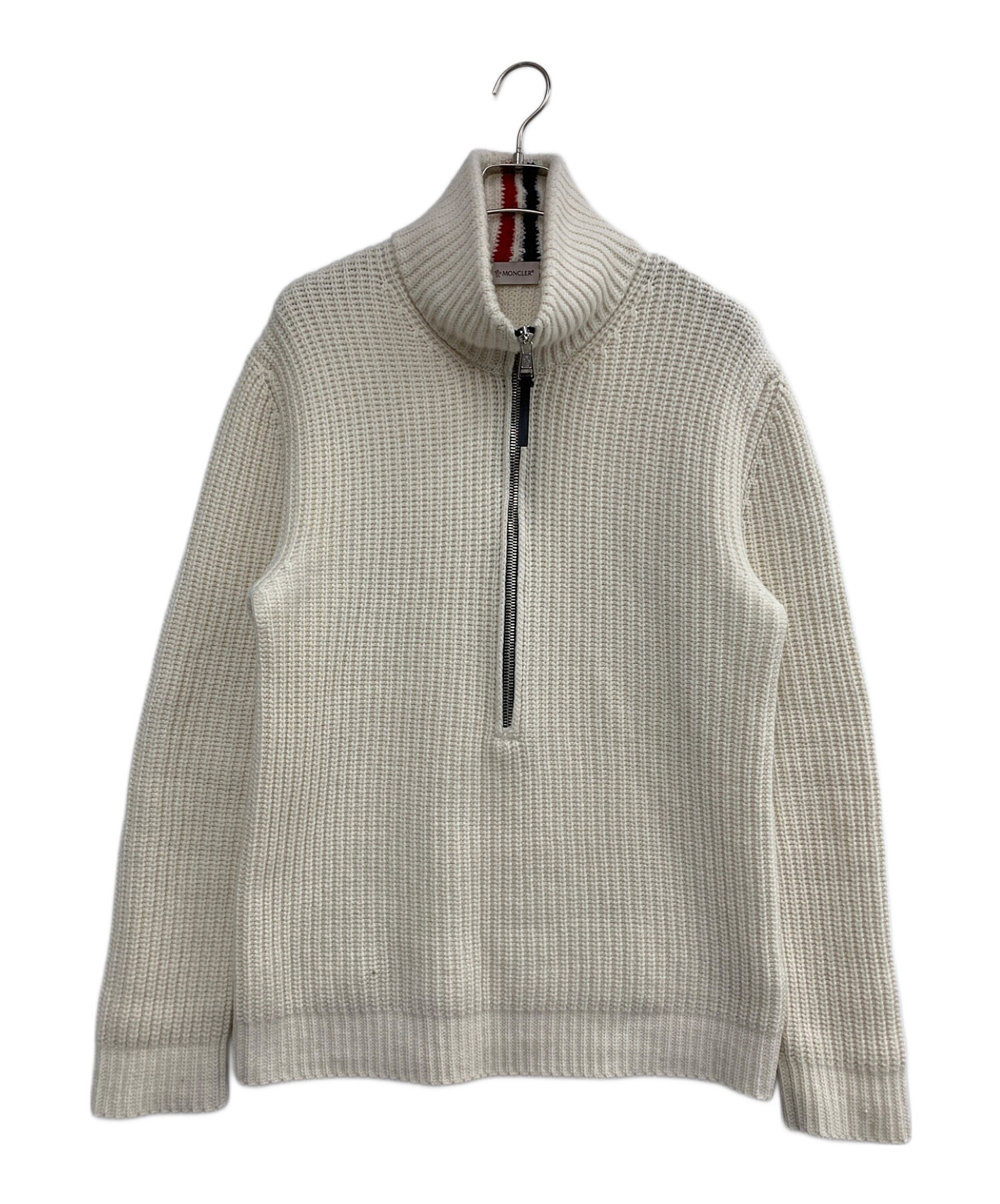 中古・古着通販】MONCLER (モンクレール) ハーフジップニット ホワイト  