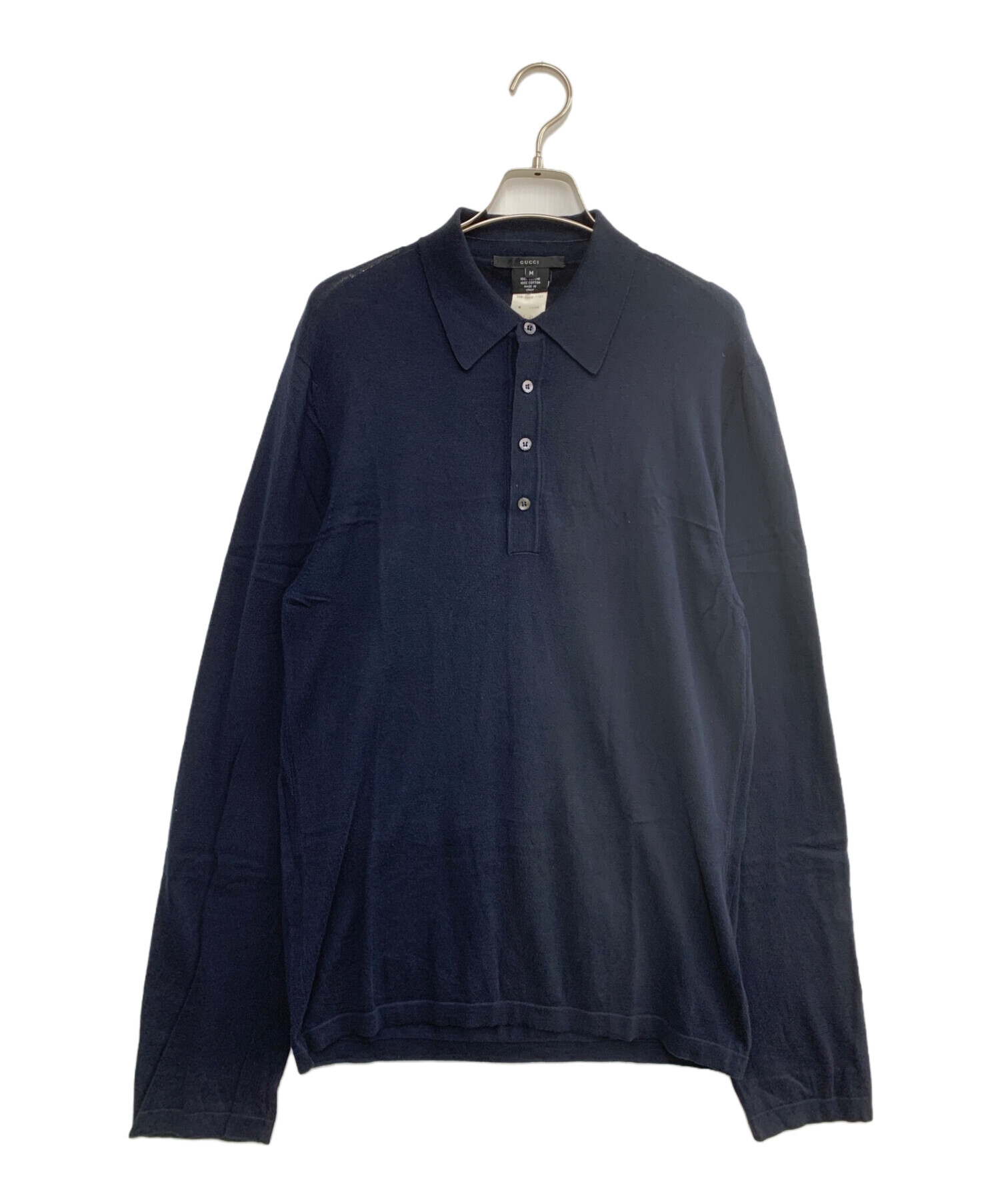 中古・古着通販】GUCCI (グッチ) ニットポロシャツ ネイビー サイズ:M 