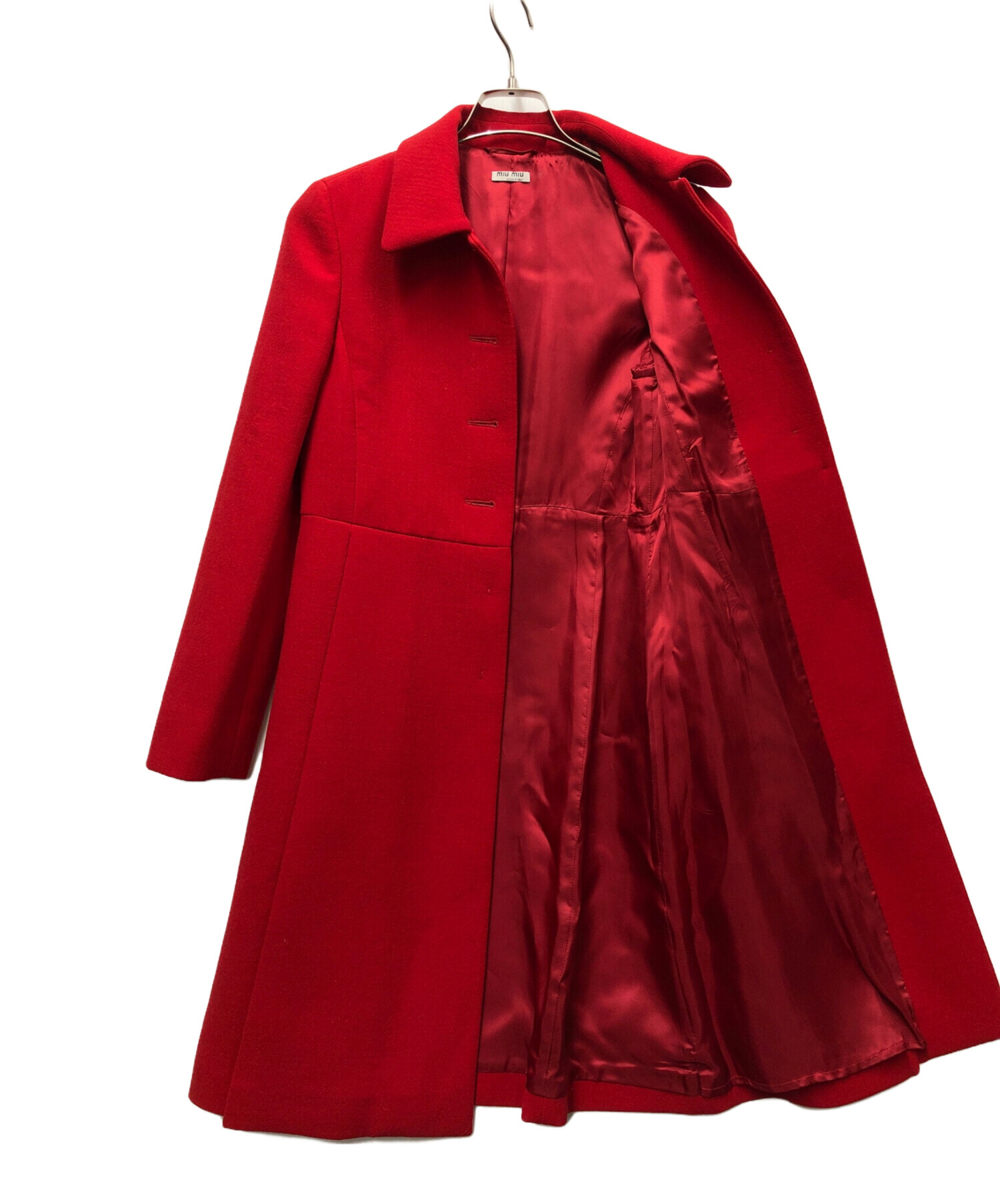 中古・古着通販】MIU MIU (ミュウミュウ) ロングコート レッド サイズ 