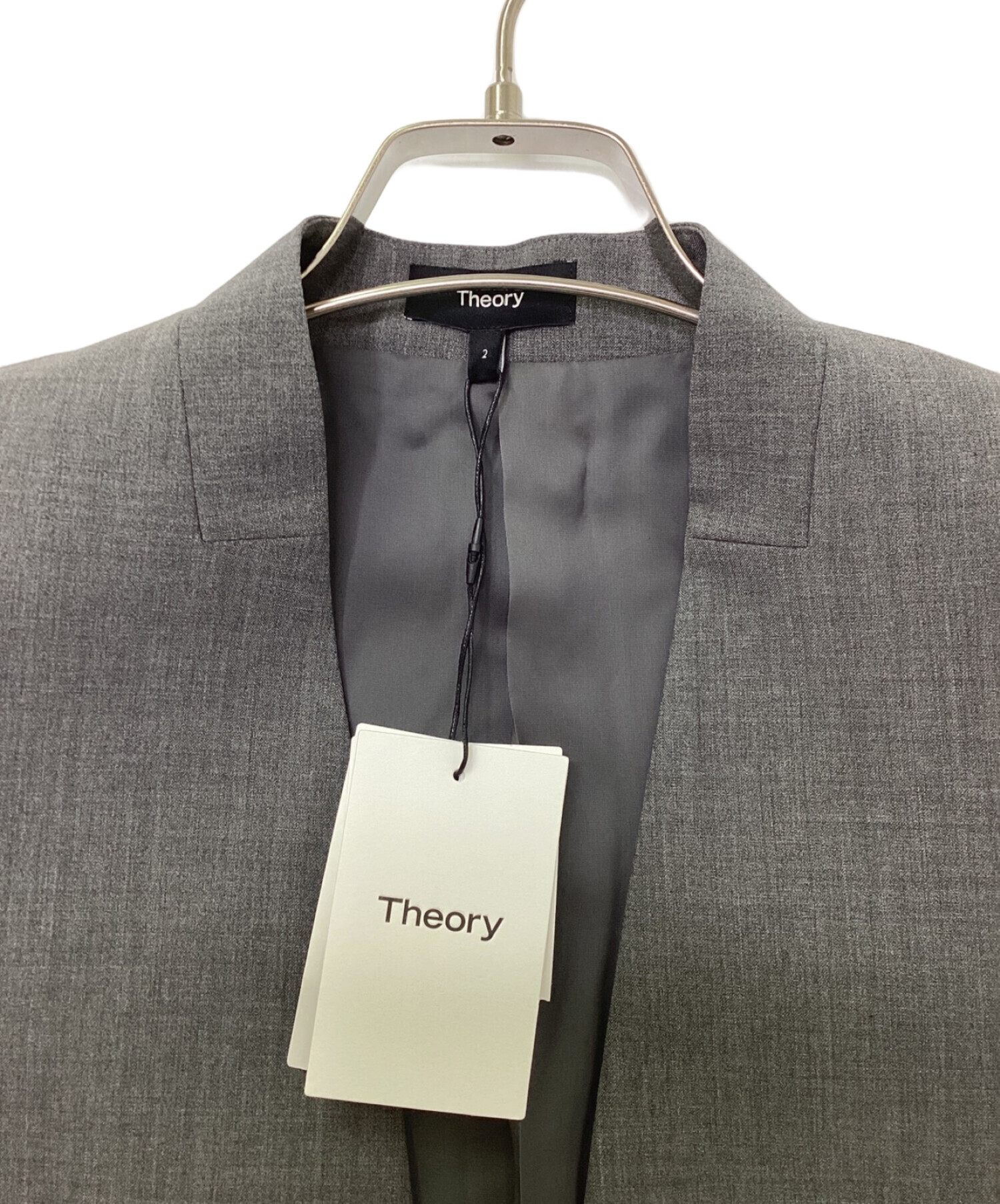 中古・古着通販】theory (セオリー) ノーカラージャケット グレー 