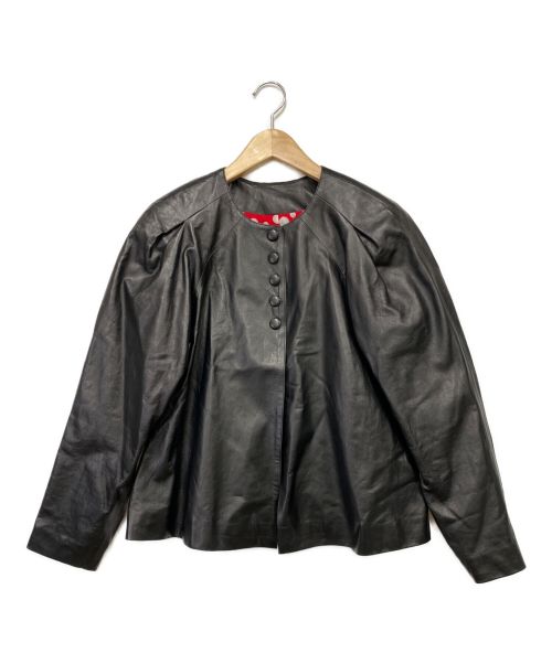 【美品】アニエスベー ドット柄 レザージャケット ブラック サイズ36