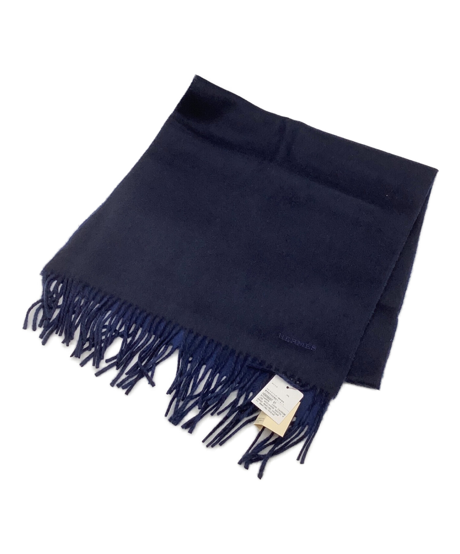 中古・古着通販】HERMES (エルメス) カシミアマフラー ネイビー  