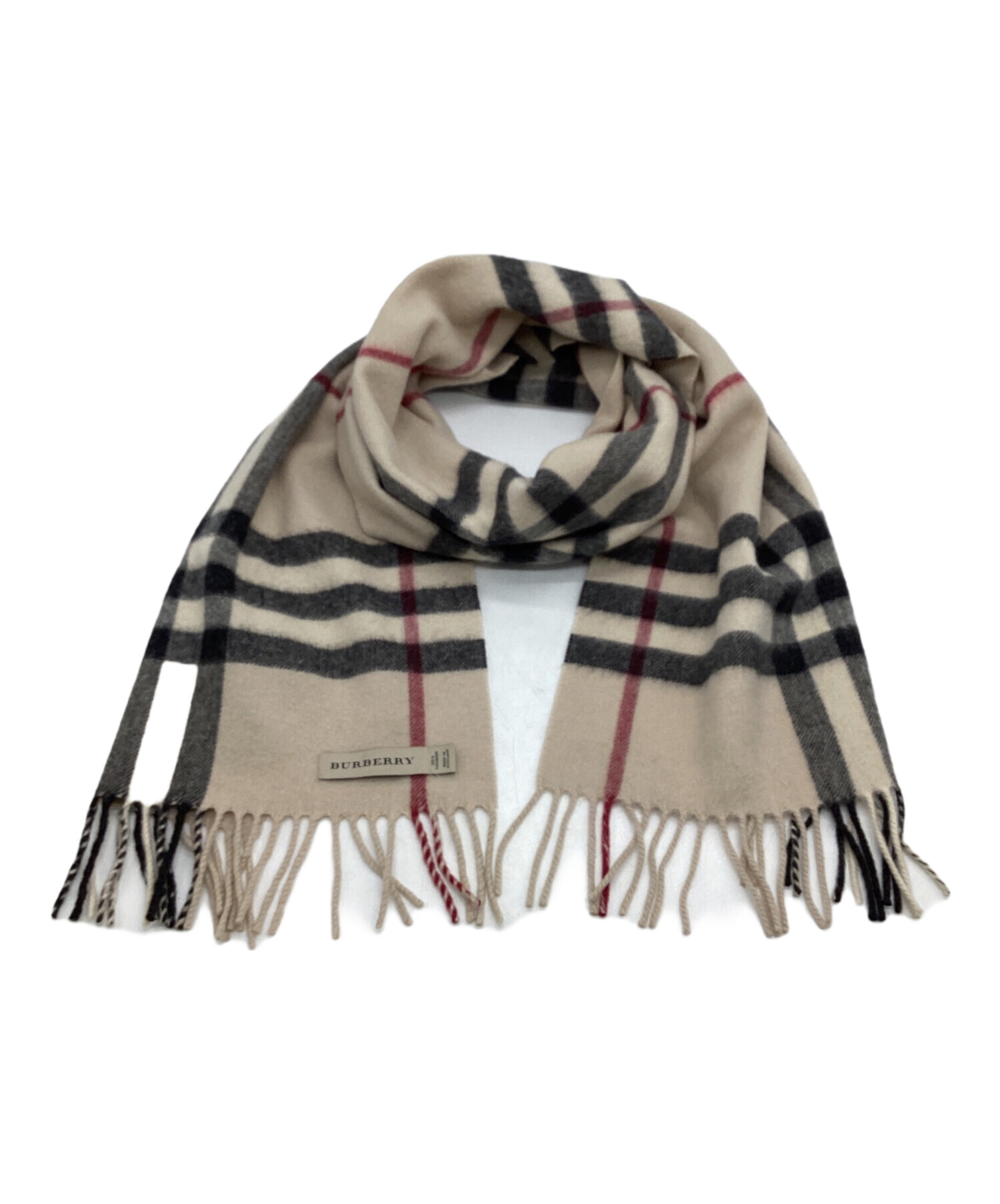 BURBERRY ストライプマフラー ベージュ/黒/赤/白 BURBERRY ストライプマフラー ベージュ/黒/赤/白 BURBERRY