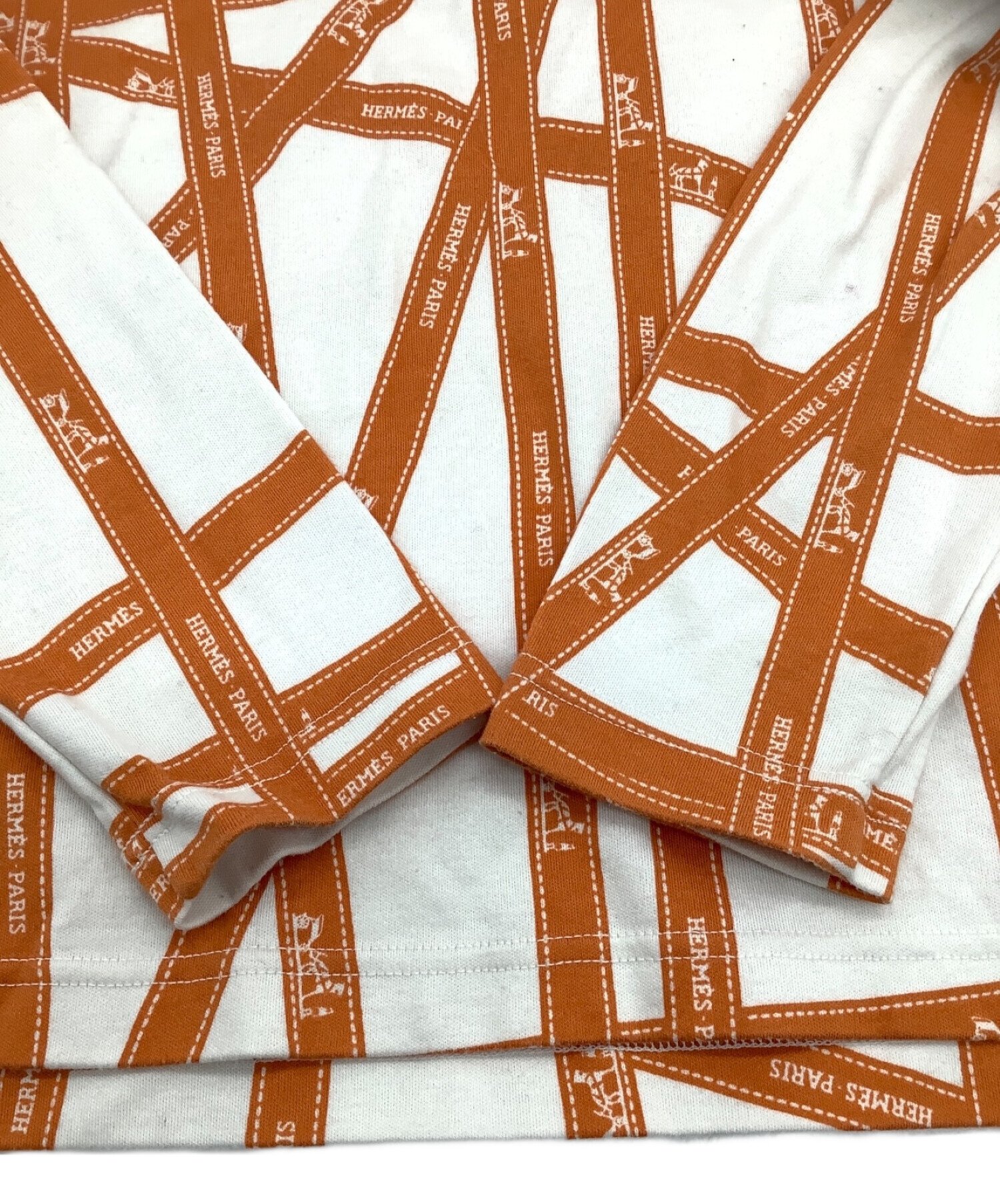 中古・古着通販】HERMES (エルメス) カットソー ホワイト×オレンジ 