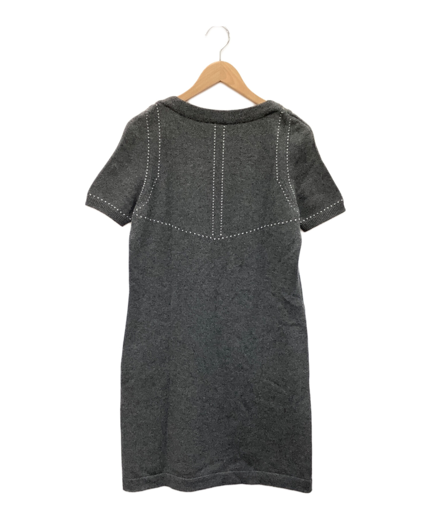 中古・古着通販】CHANEL (シャネル) ニットワンピース グレー サイズ 