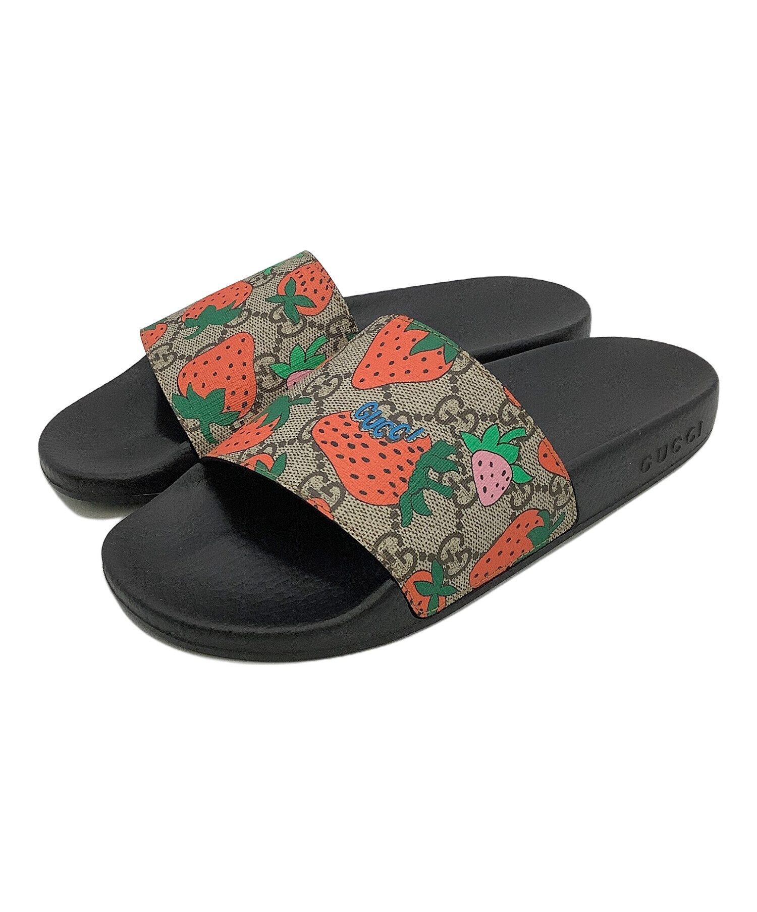 中古・古着通販】GUCCI (グッチ) ラバーサンダル ブラック×ブラウン 