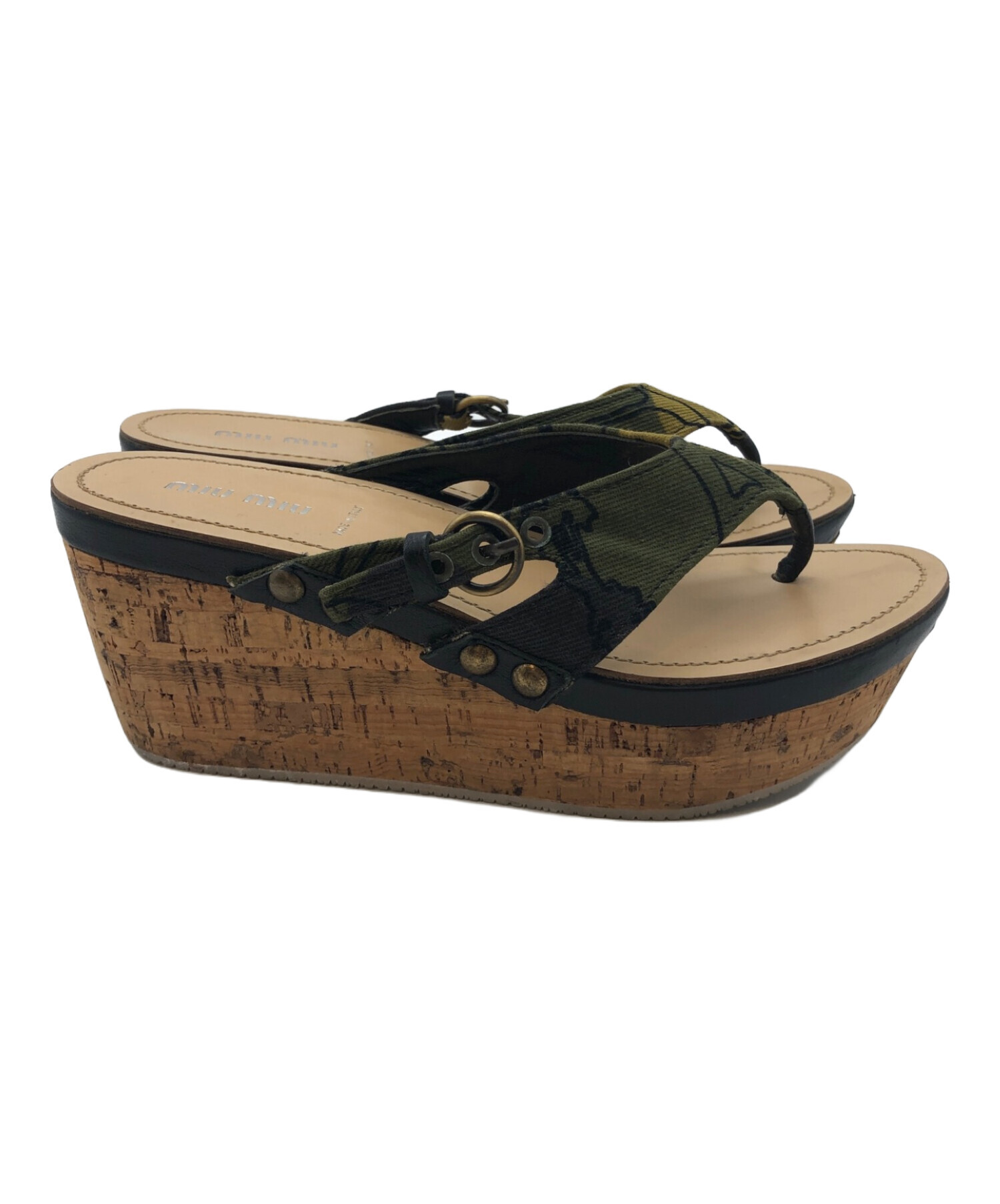 中古・古着通販】MIU MIU (ミュウミュウ) ウェッジソールサンダル 