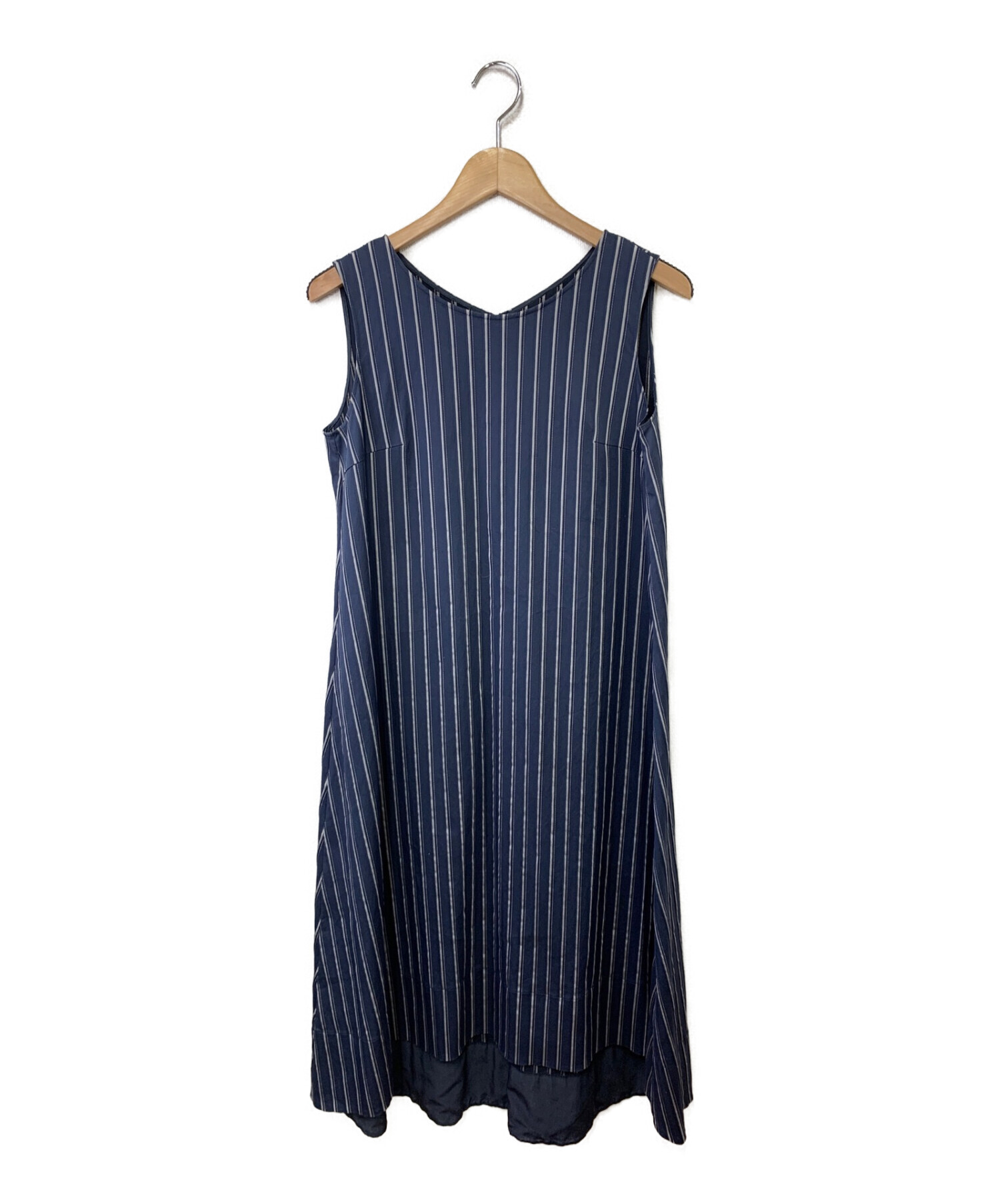 中古・古着通販】ANAYI (アナイ) ノースリーブワンピース ネイビー  
