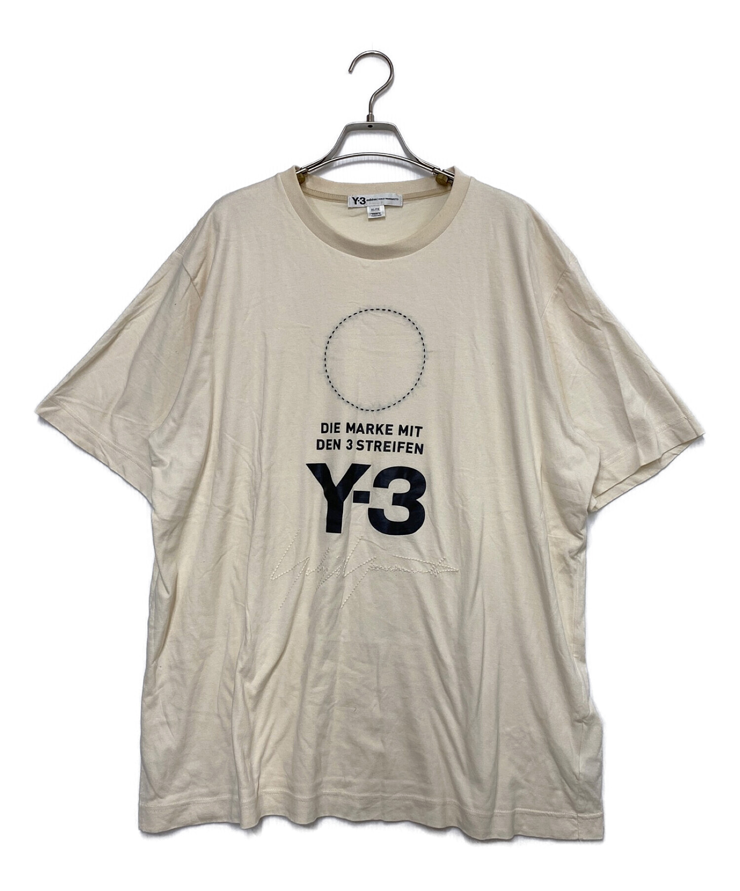 中古・古着通販】Y-3 (ワイスリー) プリントロゴTシャツ ベージュ