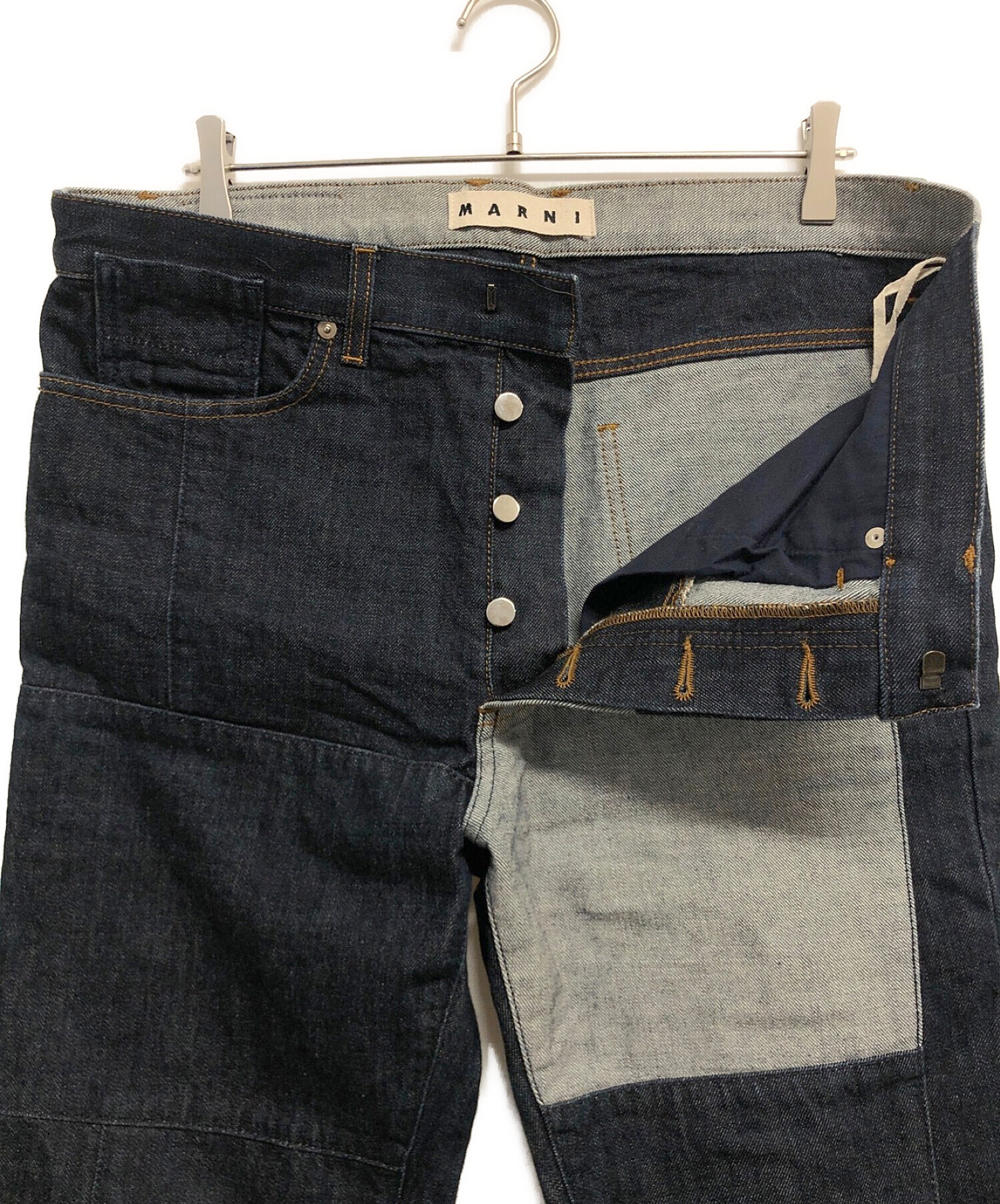 中古・古着通販】MARNI (マルニ) パッチワークデニムパンツ インディゴ  