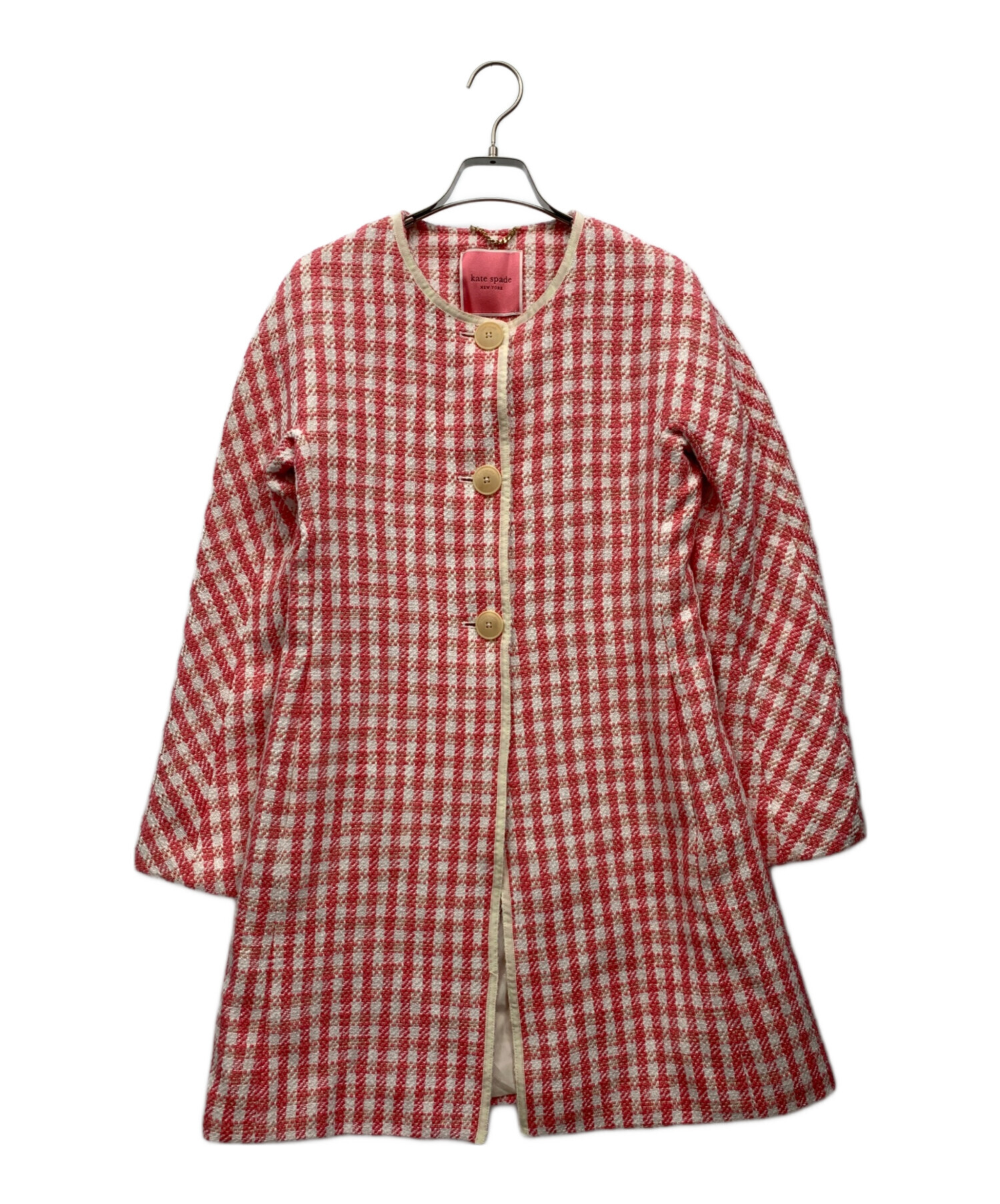 中古・古着通販】Kate Spade (ケイトスペード) ツイードコート ピンク 