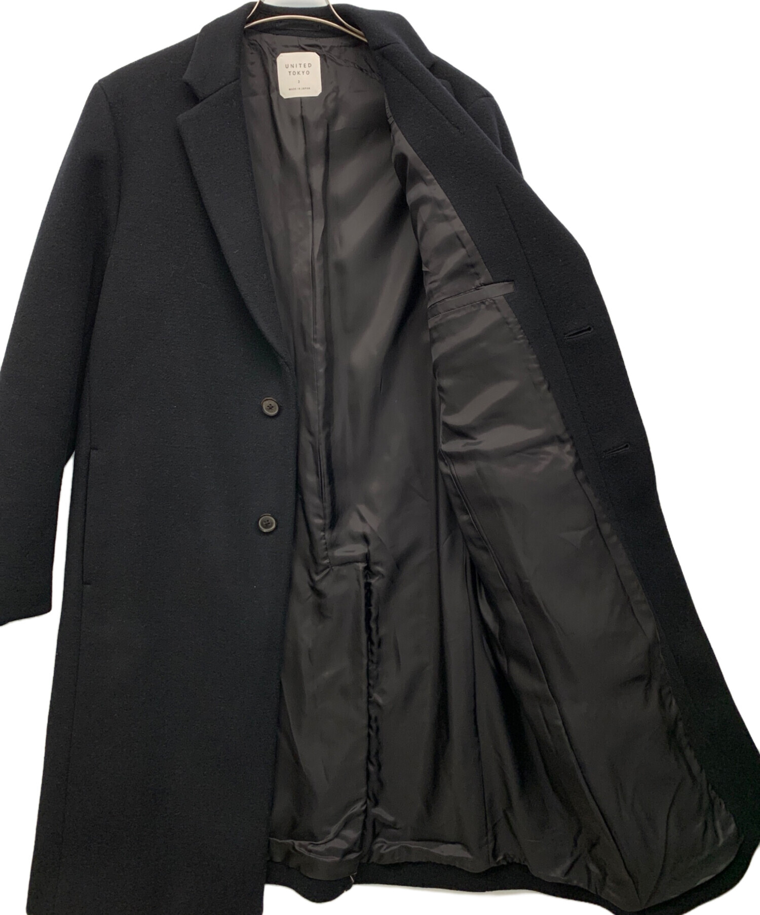 UNITED TOKYO チェスターコート 黒 ウール UNITED TOKYO