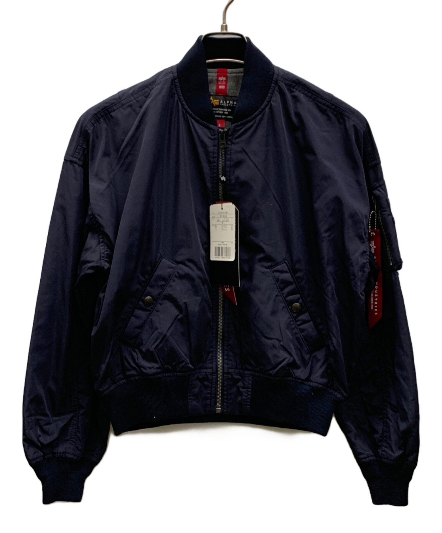 中古・古着通販】ALPHA (アルファ) MA-1ジャケット ネイビー×グレー 