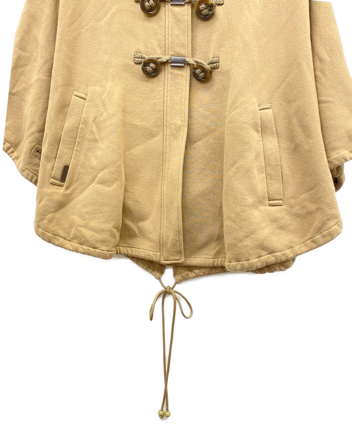 BURBERRY BLUE LABEL ポンチョ風コート モヘヤ混 キャメル M BURBERRY