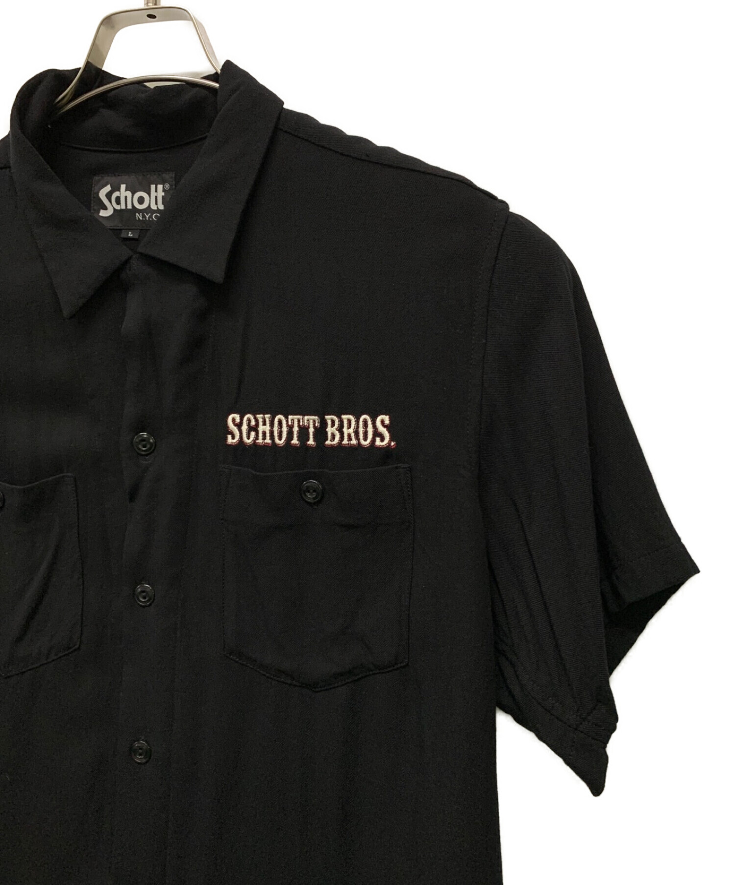 中古・古着通販】Schott (ショット) オープンカラーシャツ ブラック 