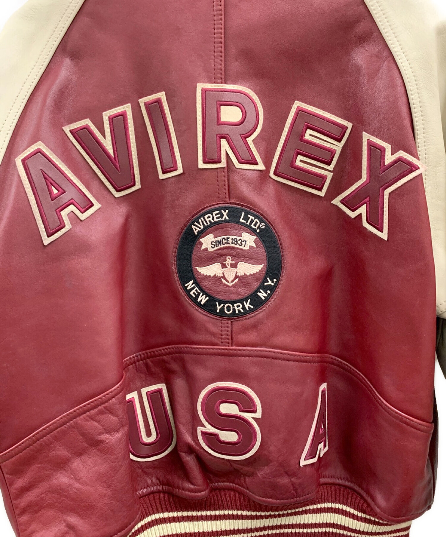 中古・古着通販】AVIREX (アヴィレックス) レザースタジャン レッド 