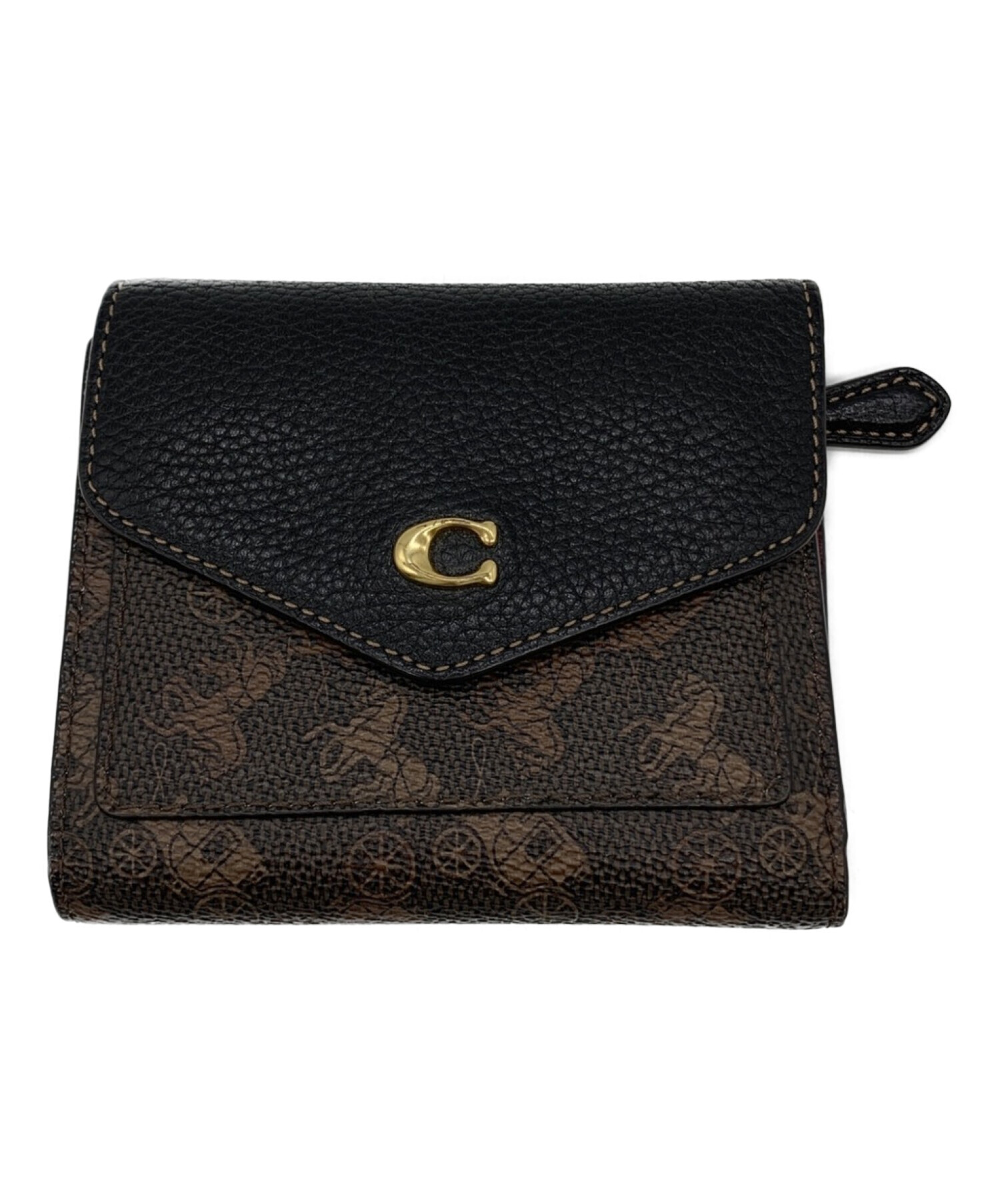 中古・古着通販】COACH (コーチ) 3つ折り財布 ブラウン×ブラック  