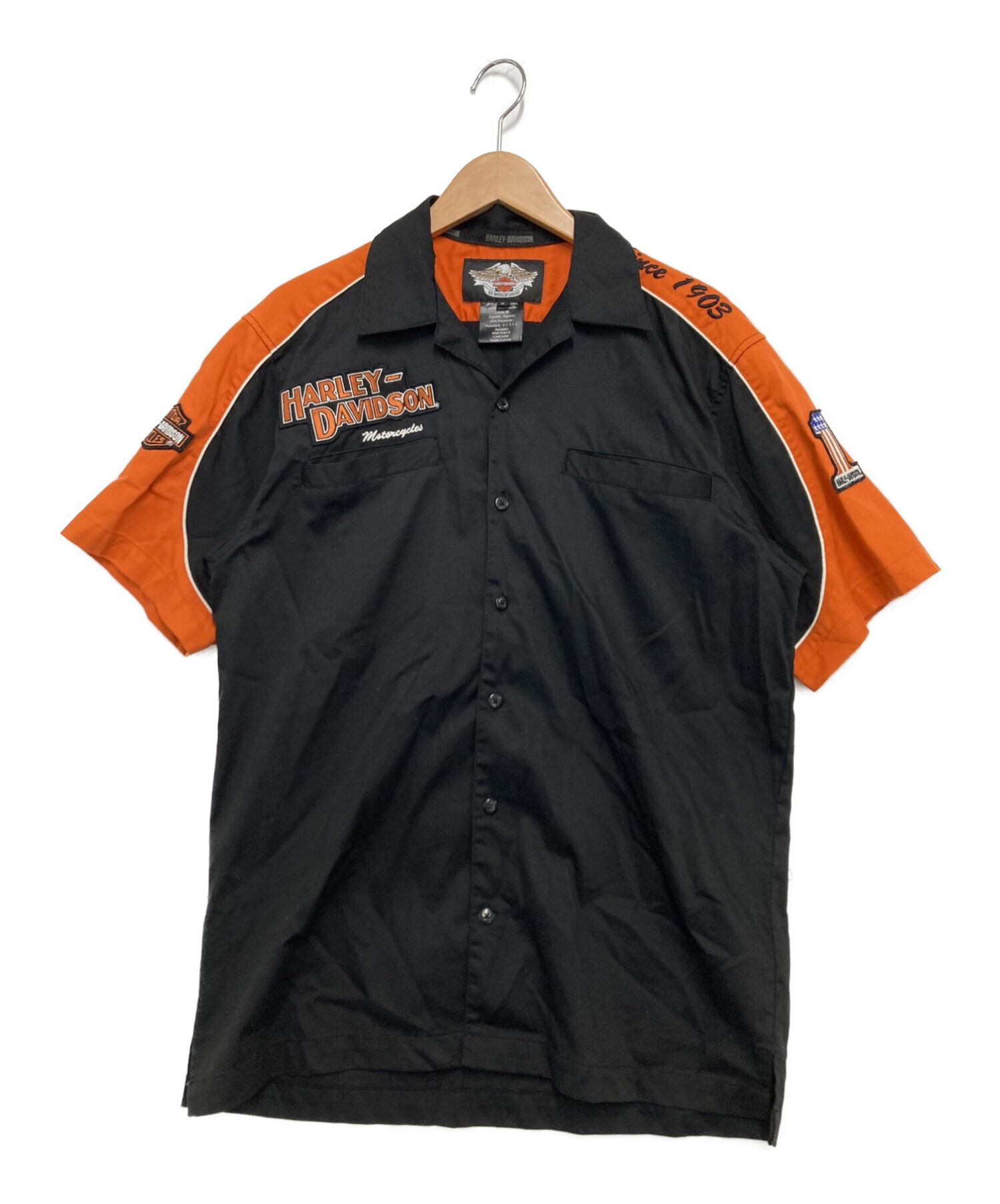 HARLEY-DAVIDSON (ハーレーダビットソン) 半袖シャツ ブラック×オレンジ サイズ:S