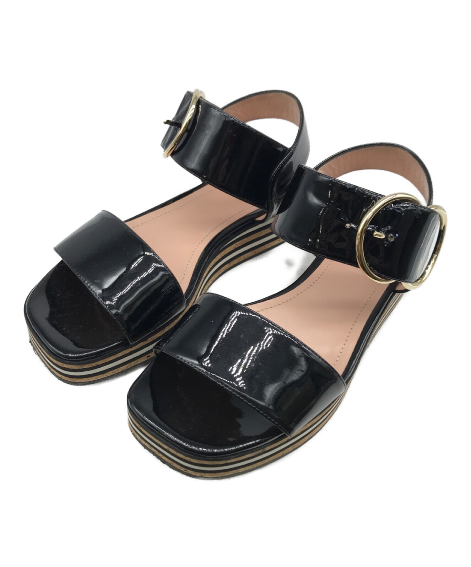 BALLY(バリー) サンダル 38 レディース - ダークブラウン×アイボリー 