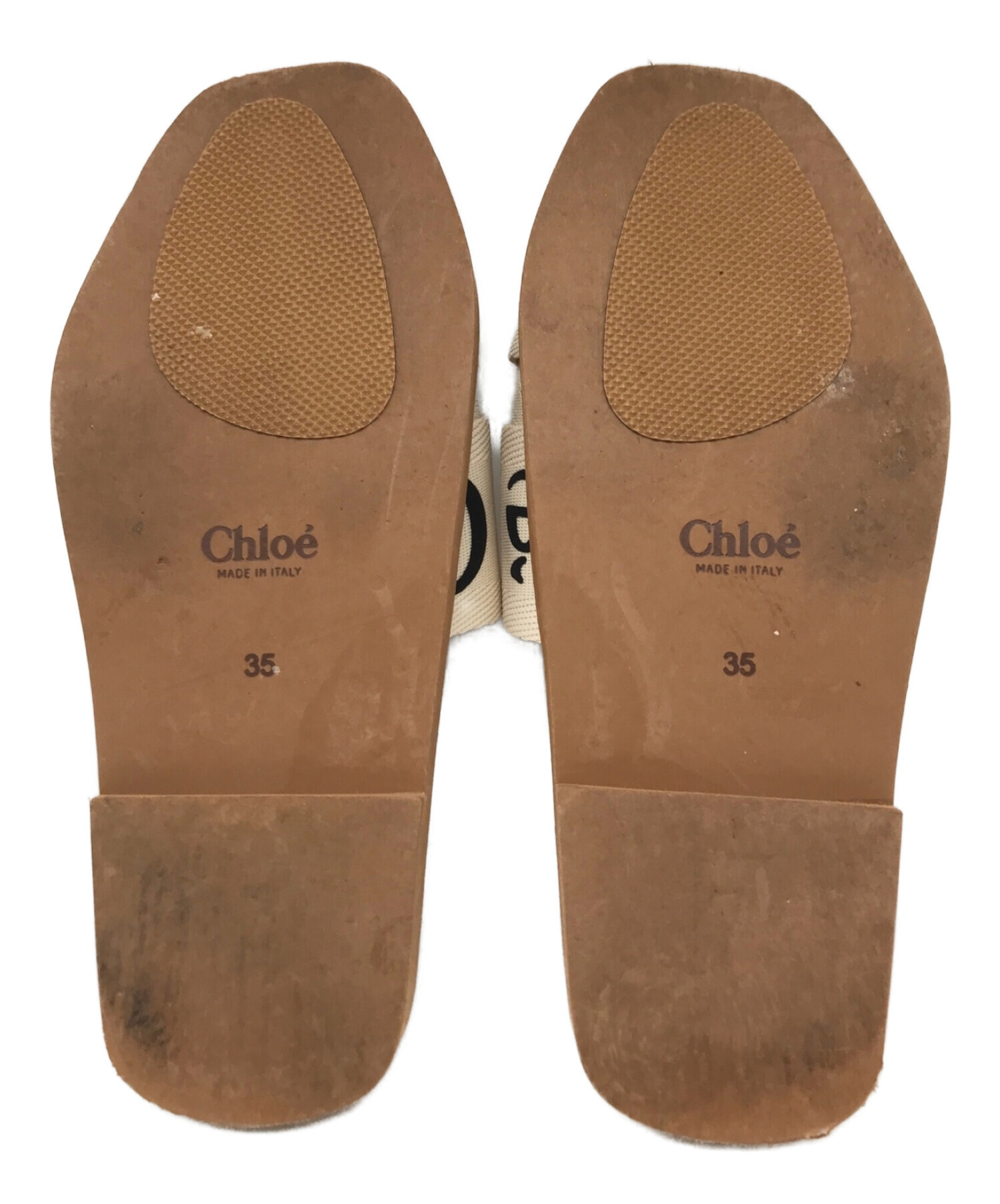 中古・古着通販】Chloe (クロエ) WOODYロゴサンダル ブラウン×ホワイト 