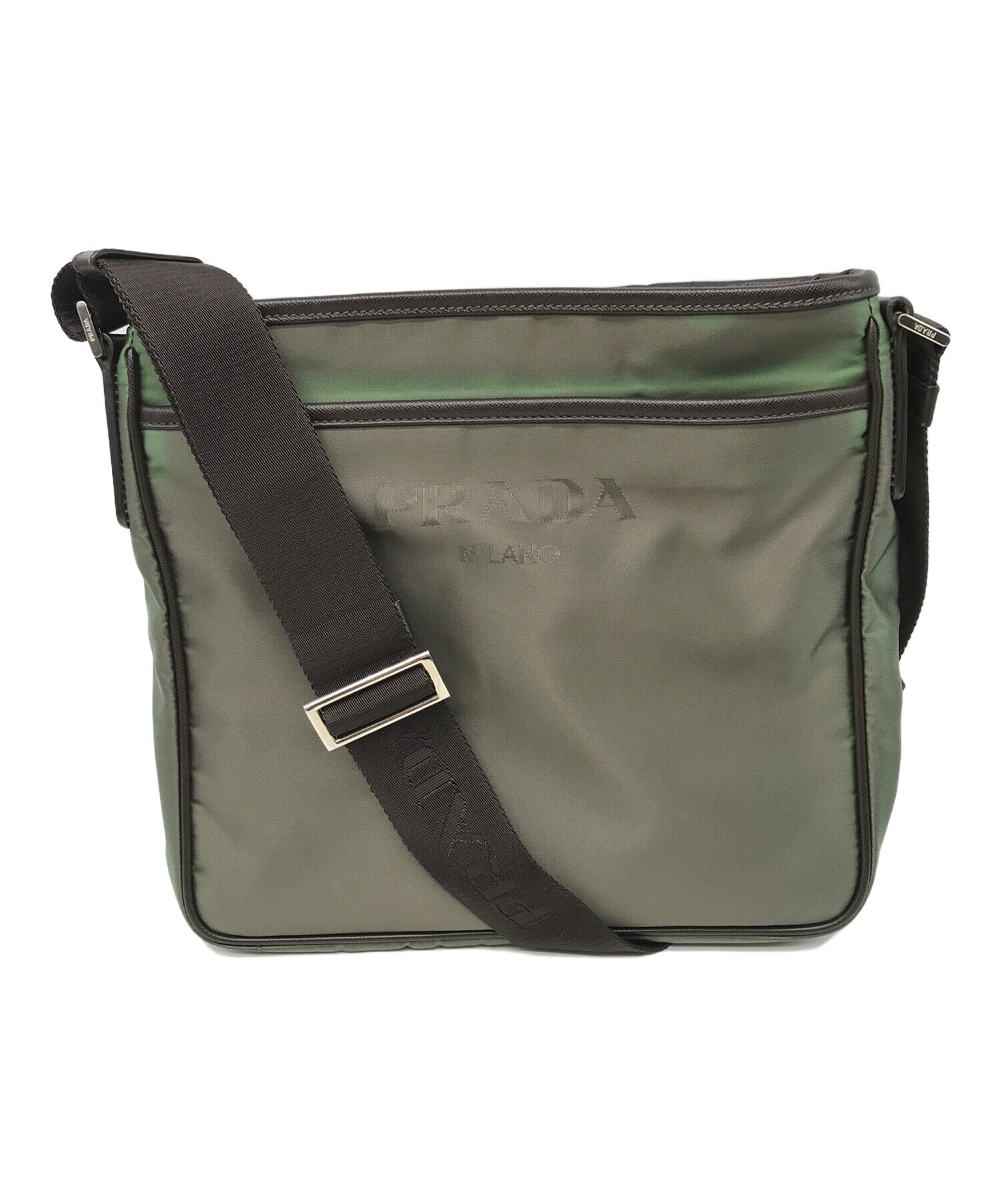 中古・古着通販】PRADA (プラダ) ナイロンショルダーバッグ グリーン  