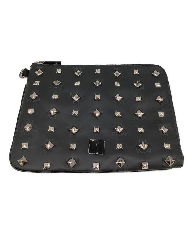 中古・古着通販】MCM (エムシーエム) スタッズクラッチバッグ ブラック 