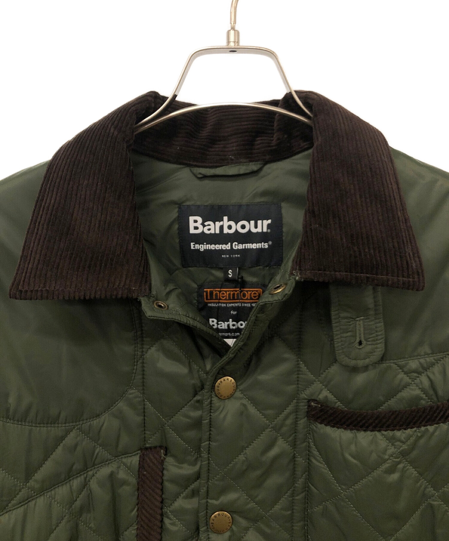 Barbour (バブアー) Engineered Garments (エンジニアードガーメンツ) スタテンキルティングジャケット カーキ サイズ:S  未使用品