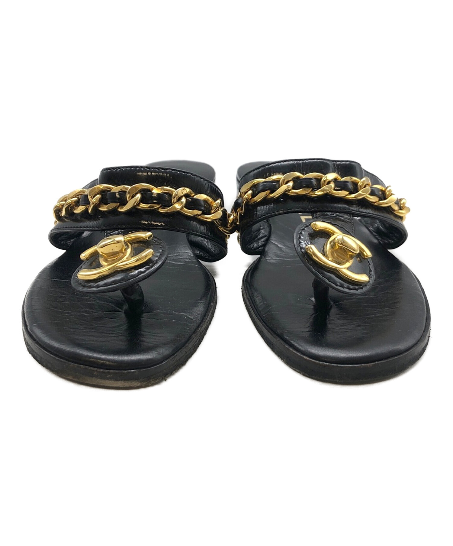中古・古着通販】CHANEL (シャネル) トングサンダル ブラック サイズ 