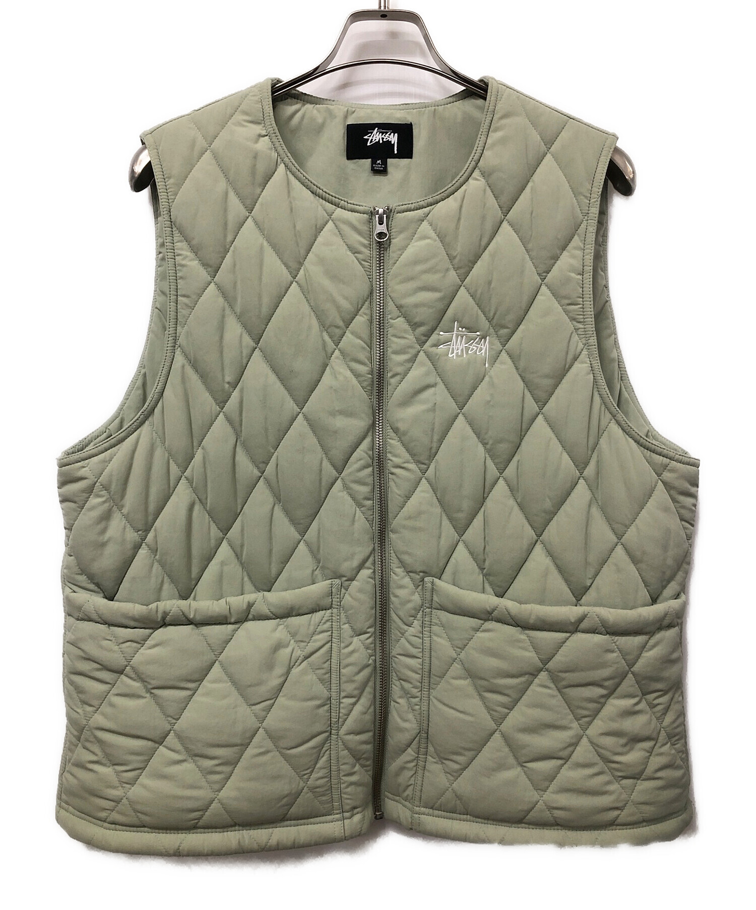 中古・古着通販】stussy (ステューシー) Diamond Quilted Ves グリーン 