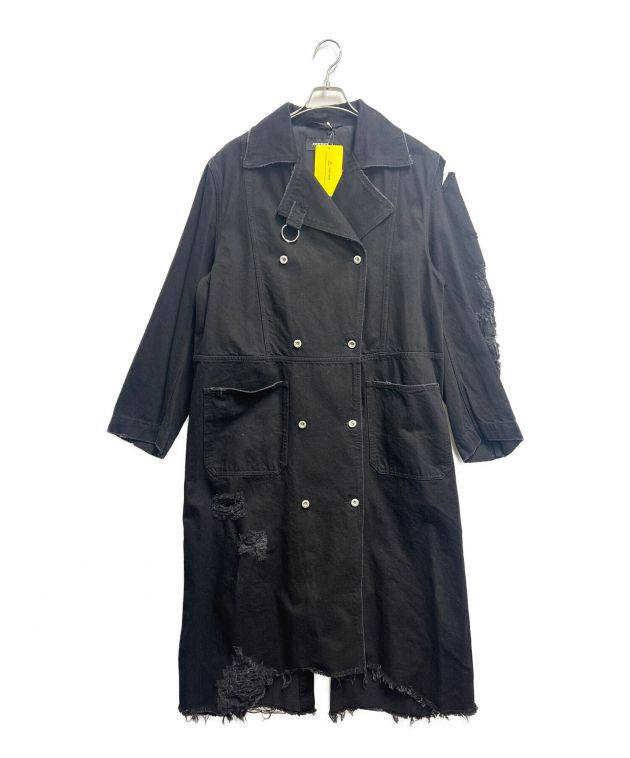 中古・古着通販】DIESEL (ディーゼル) デニムトレンチコート ブラック 